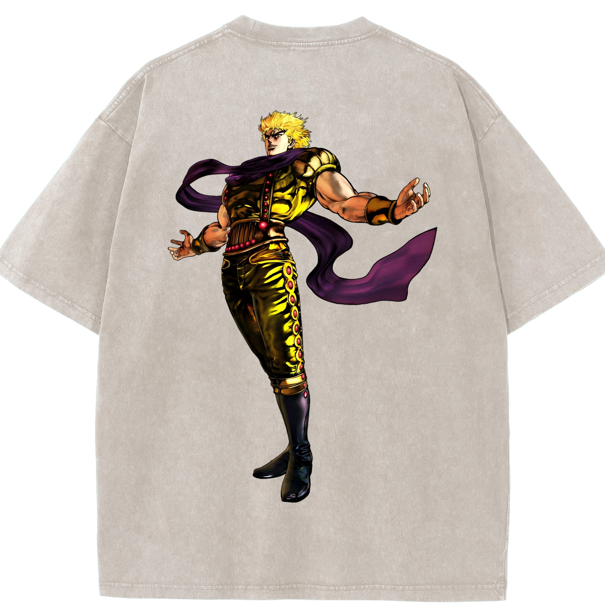 （画像用） ジョジョの奇妙な冒険 ディオ?ブランドー JoJo's Bizarre Adventure Dio Brando 綿100% ヴィンテージ風 半袖Tシャツ（背面プリント）