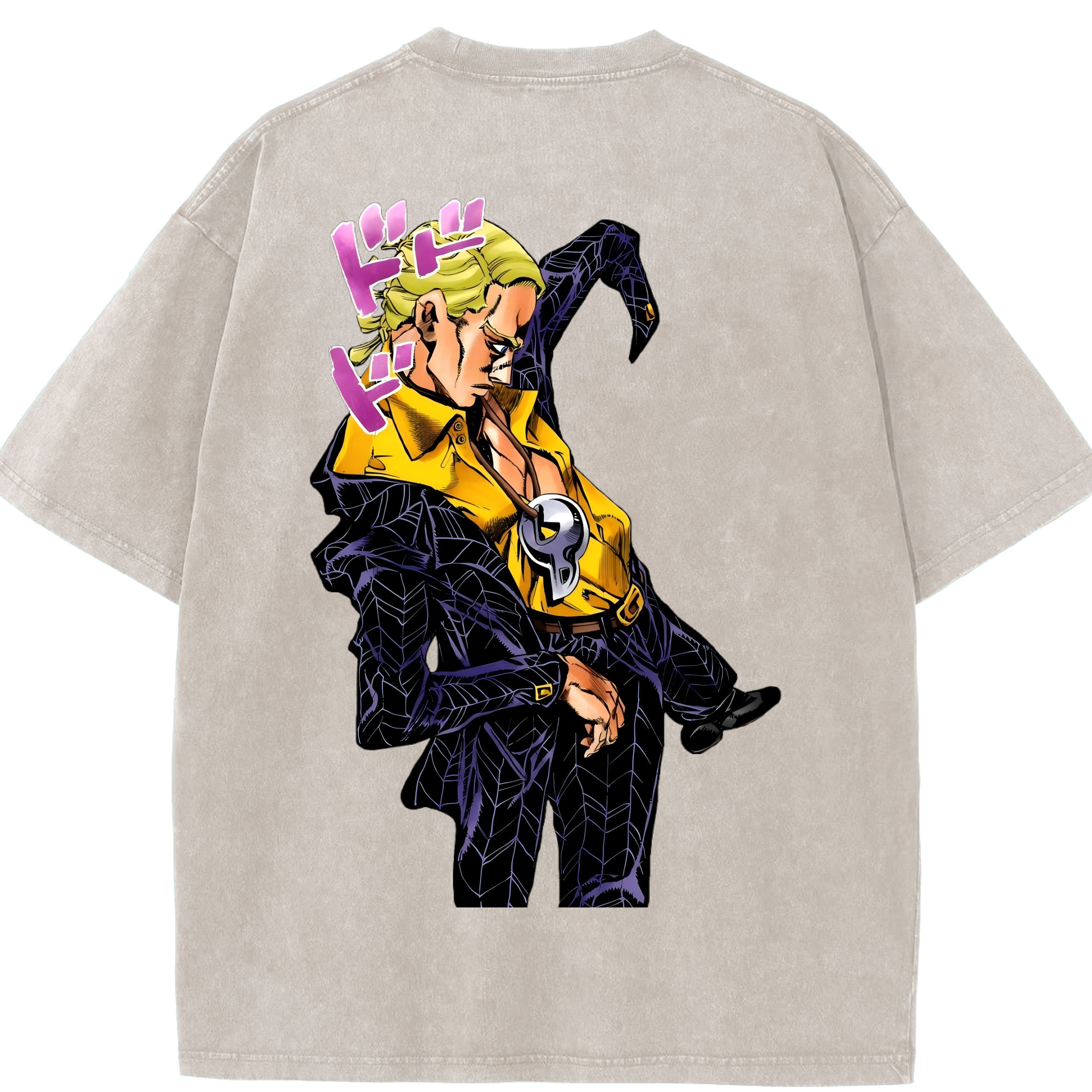 （画像用） ジョジョの奇妙な冒険 プロシュート JoJo's Bizarre Adventure Prosciutto 綿100% ヴィンテージ風 半袖Tシャツ（背面プリント）