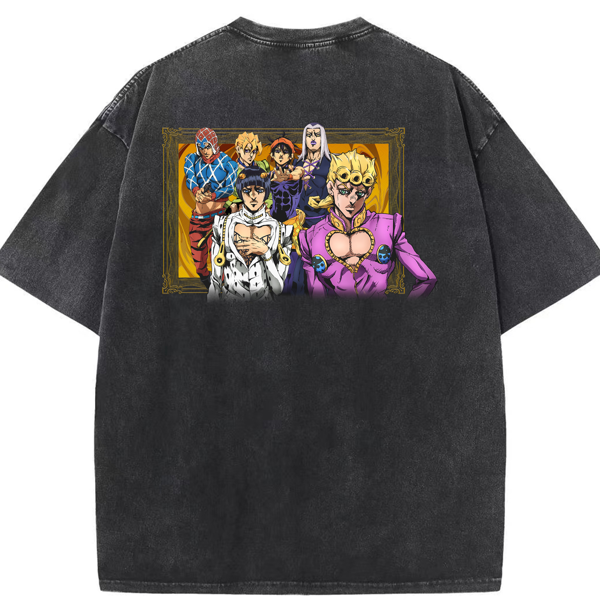 （画像用） ジョジョの奇妙な冒険 ジョルノ?ジョバァーナ JoJo's Bizarre Adventure Giorno Giovanna 綿100% ヴィンテージ風 半袖Tシャツ（背面プリント）