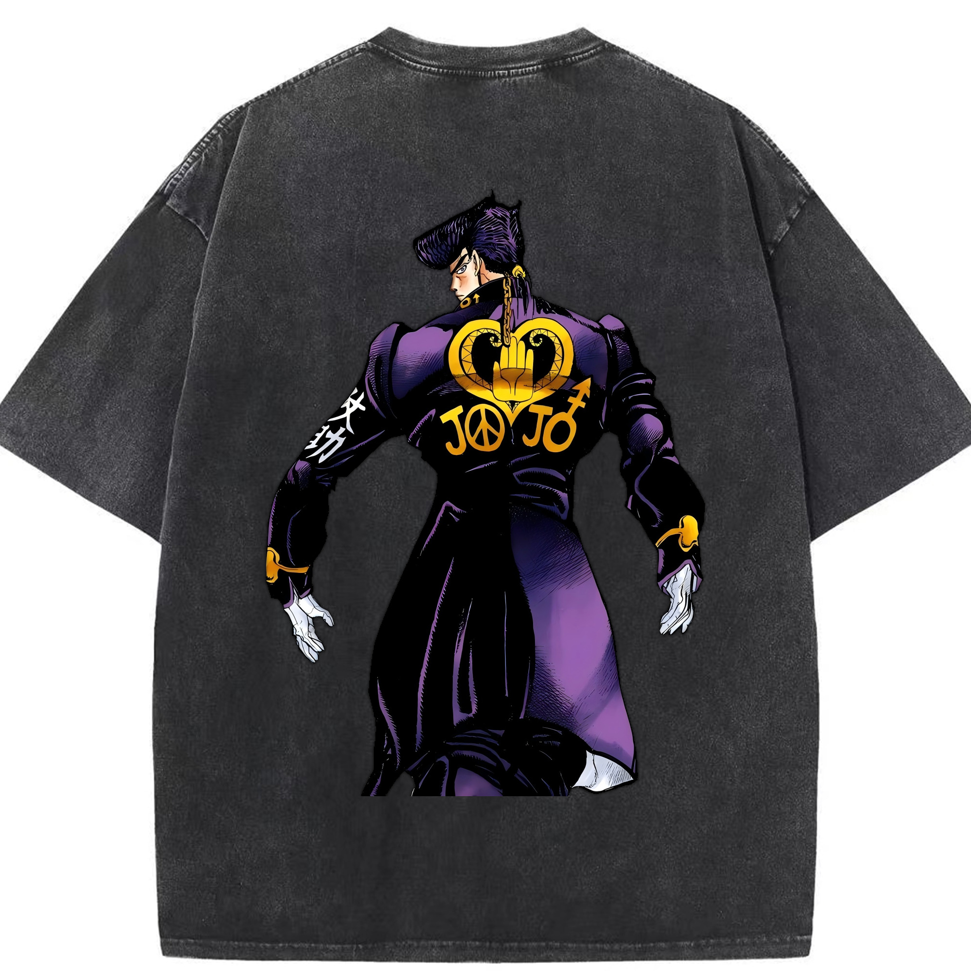 （画像用） ジョジョの奇妙な冒険 ひがしかた じょうすけ JoJo's Bizarre Adventure Higashikata Josuke 綿100% ヴィンテージ風 半袖Tシャツ（背面プリント）