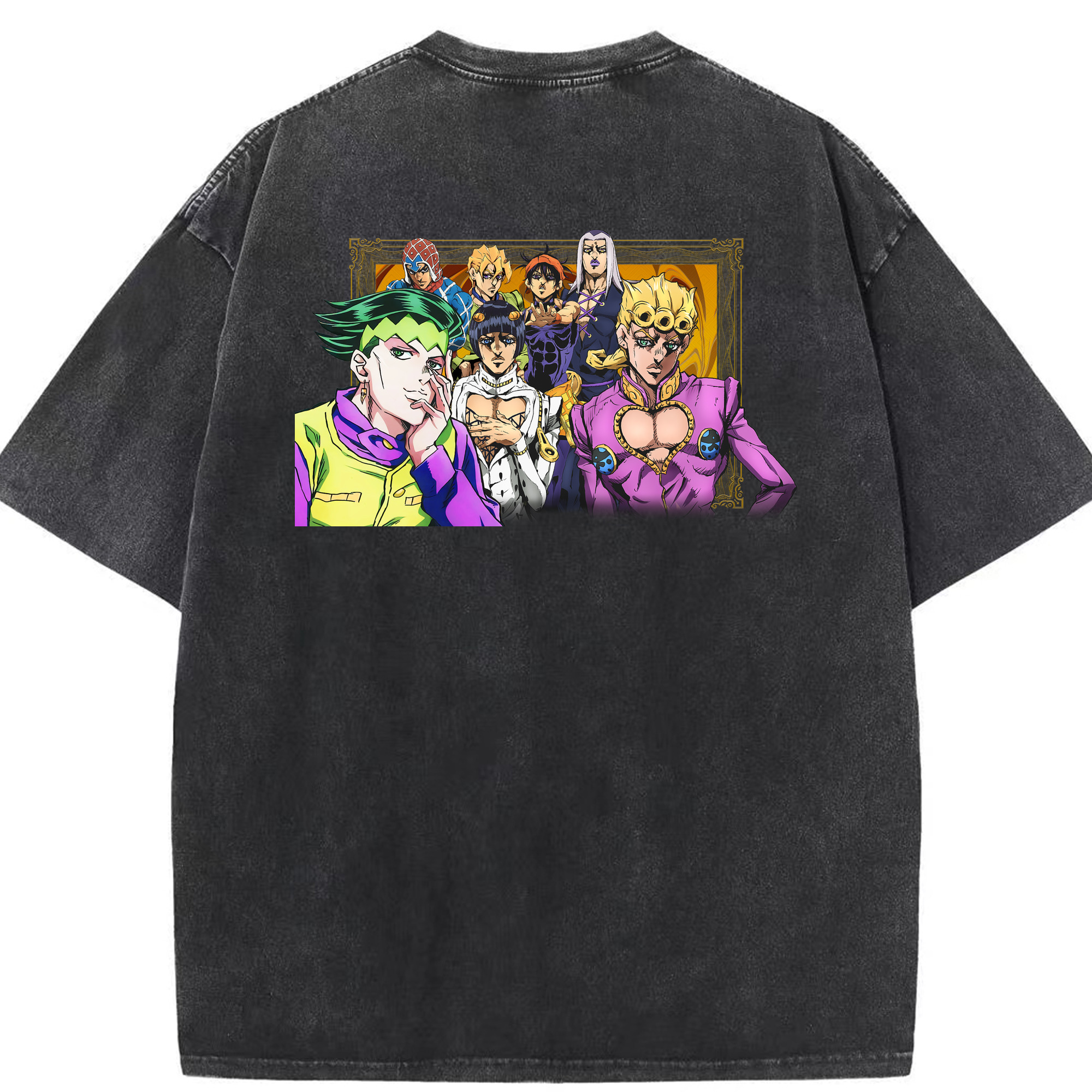 （画像用） ジョジョの奇妙な冒険 ジョルノ?ジョバァーナ JoJo's Bizarre Adventure Giorno Giovanna 綿100% ヴィンテージ風 半袖Tシャツ（背面プリント）