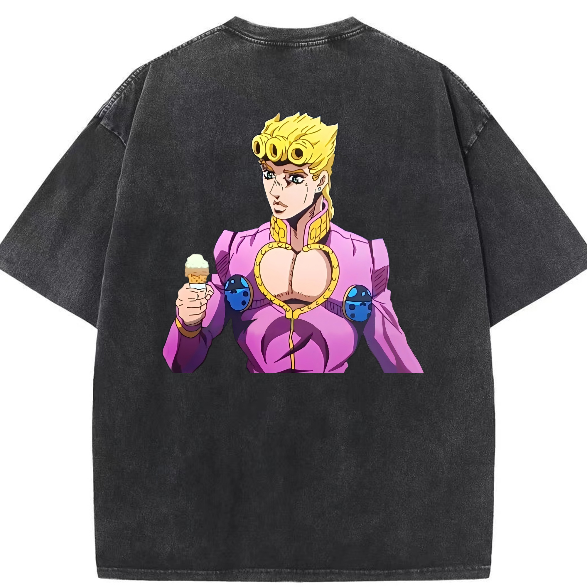（画像用） ジョジョの奇妙な冒険 ジョルノ?ジョバァーナ JoJo's Bizarre Adventure Giorno Giovanna 綿100% ヴィンテージ風 半袖Tシャツ（背面プリント）
