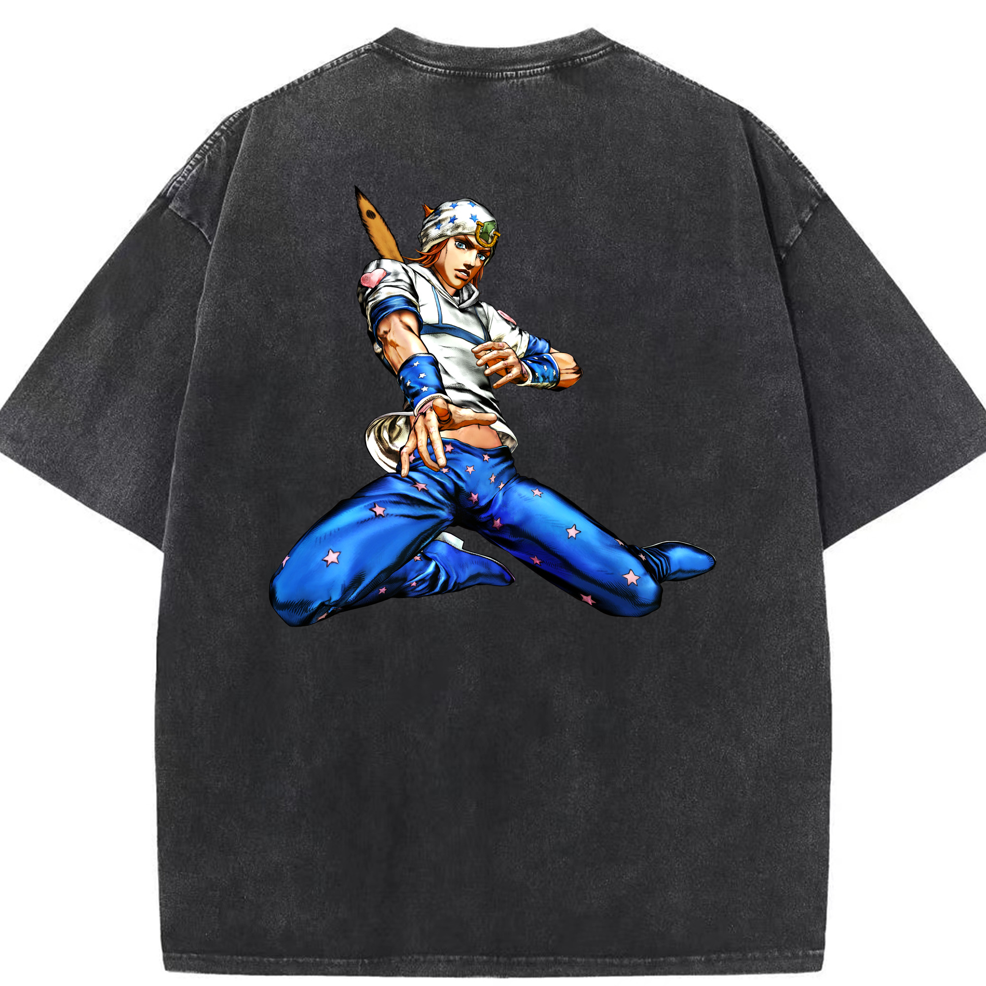 （画像用） ジョジョの奇妙な冒険 ジョナサン?ジョースター JoJo's Bizarre Adventure Jonathan Joestar 綿100% ヴィンテージ風 半袖Tシャツ（背面プリント）