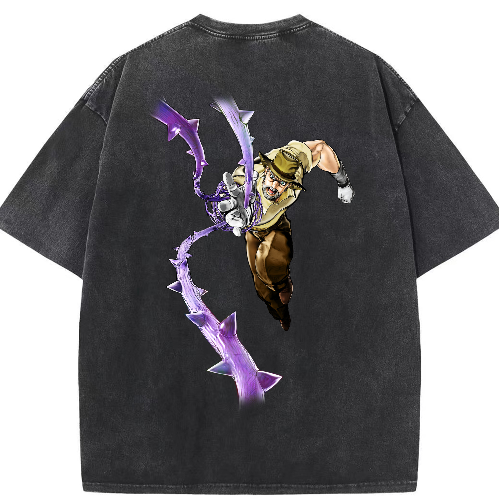 （画像用） ジョジョの奇妙な冒険 ジョセフ?ジョースター JoJo's Bizarre Adventure Joseph Joestar 綿100% ヴィンテージ風 半袖Tシャツ（背面プリント）