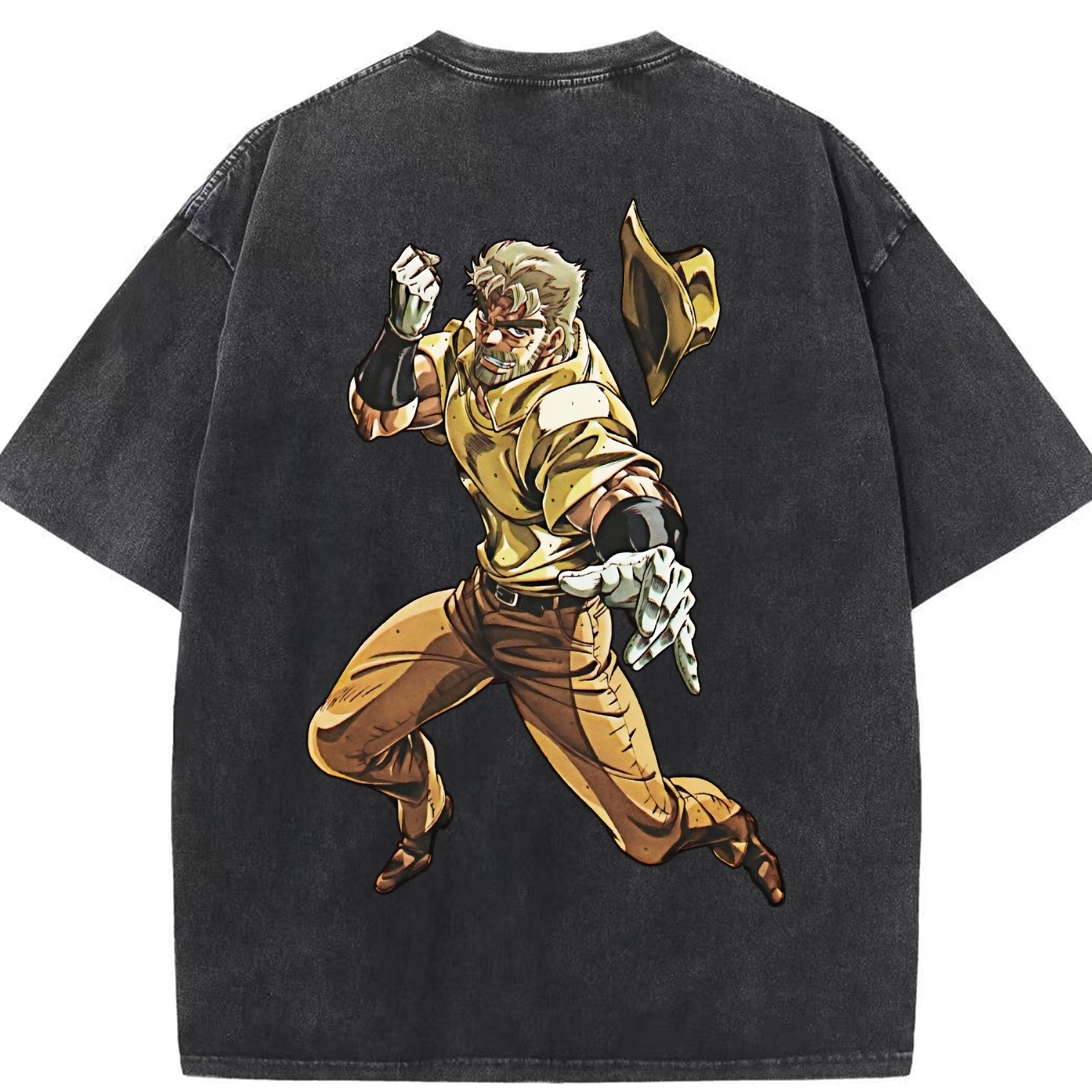 （画像用） ジョジョの奇妙な冒険 ジョセフ?ジョースター JoJo's Bizarre Adventure Joseph Joestar 綿100% ヴィンテージ風 半袖Tシャツ（背面プリント）