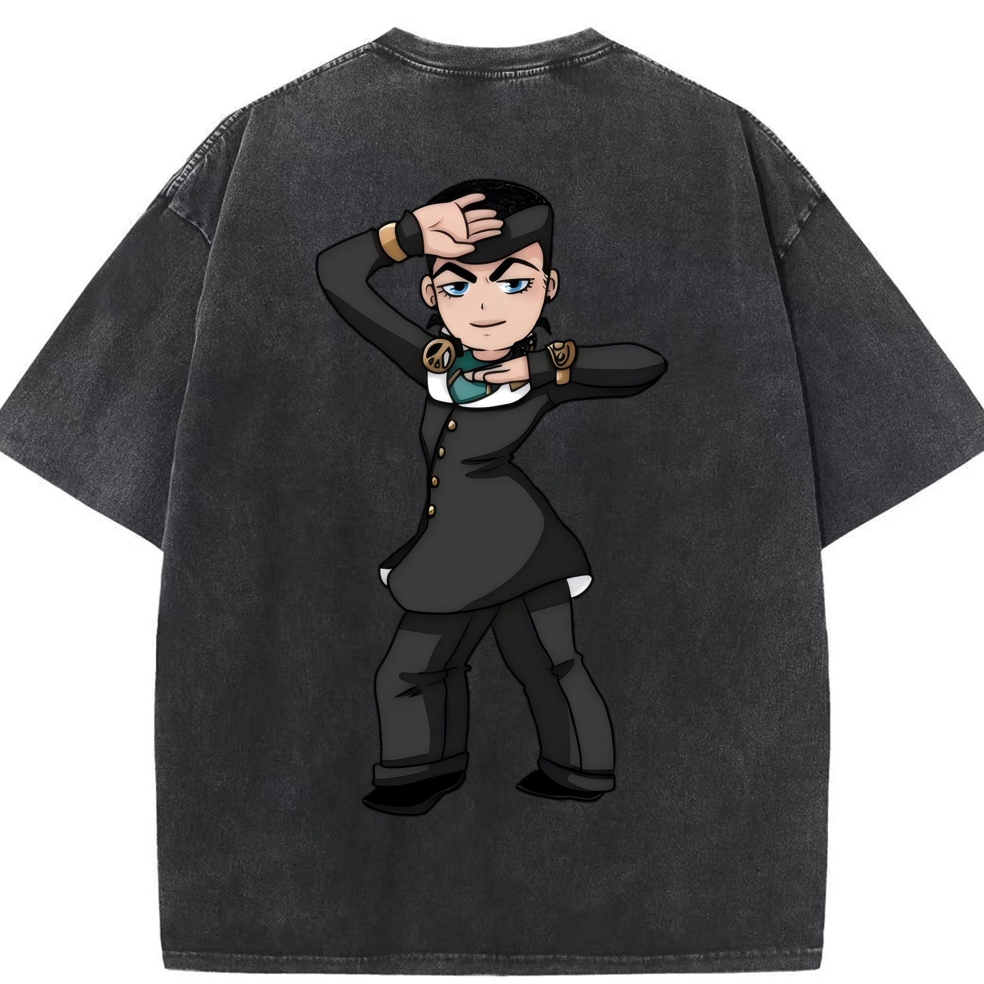 （画像用） ジョジョの奇妙な冒険 ひがしかた じょうすけ JoJo's Bizarre Adventure Higashikata Josuke 綿100% ヴィンテージ風 半袖Tシャツ（背面プリント）