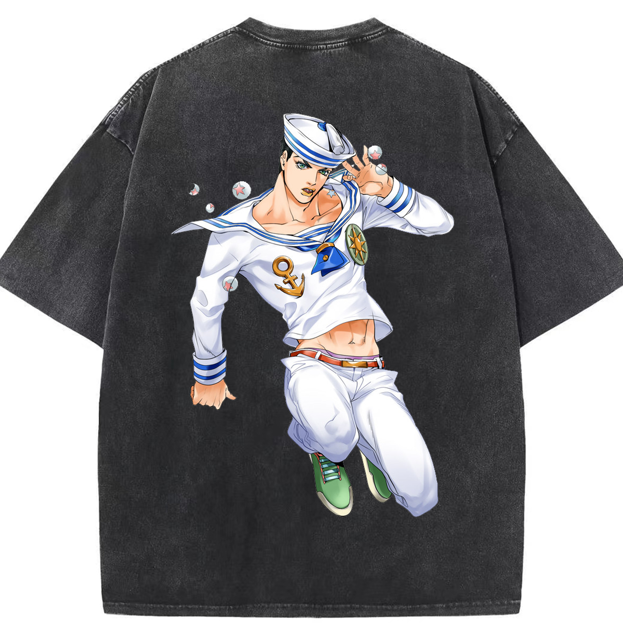（画像用） ジョジョの奇妙な冒険 東方定助 JoJo's Bizarre Adventure Higashikata Josuke 綿100% ヴィンテージ風 半袖Tシャツ（背面プリント）