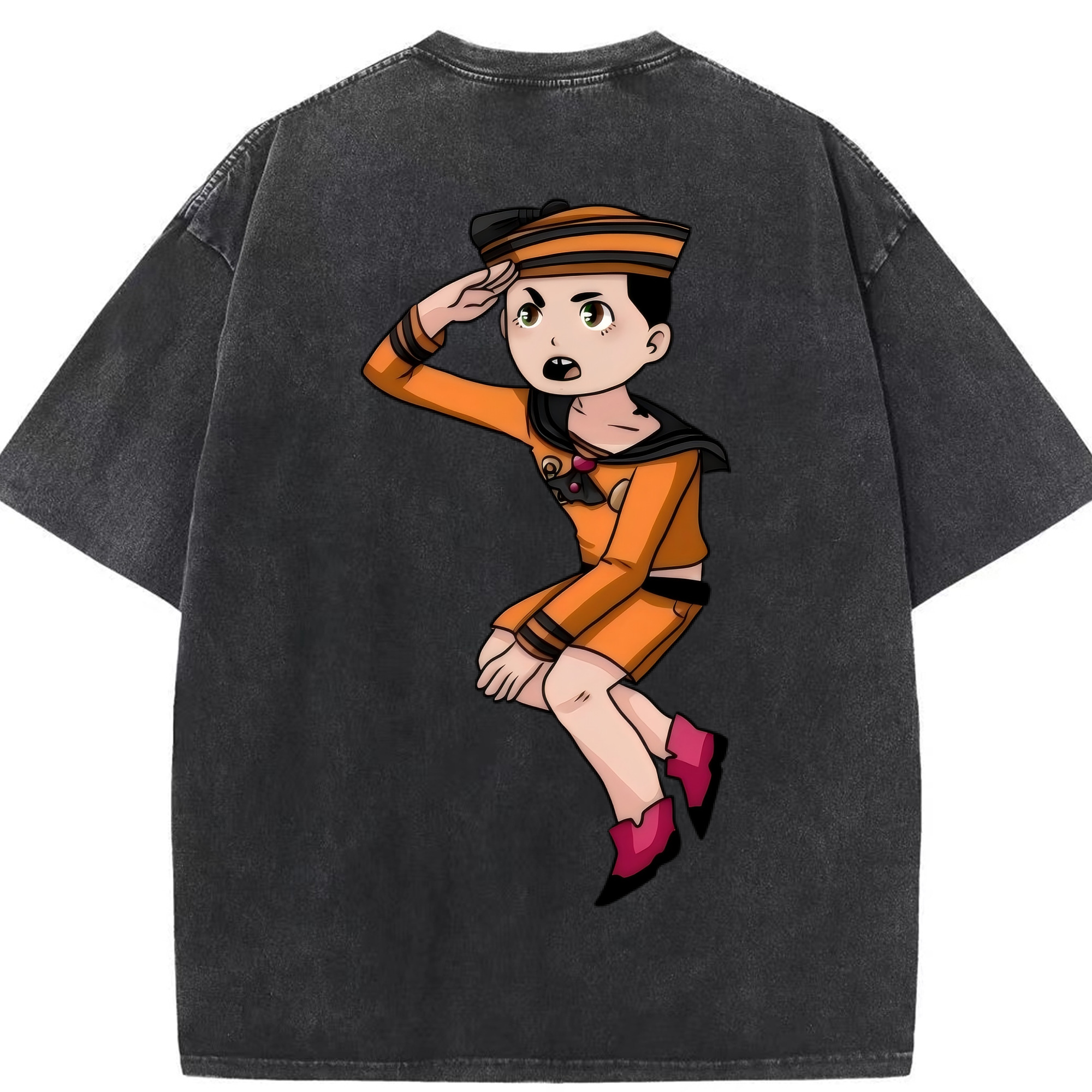 （画像用） ジョジョの奇妙な冒険 東方定助 JoJo's Bizarre Adventure Higashikata Josuke 綿100% ヴィンテージ風 半袖Tシャツ（背面プリント）