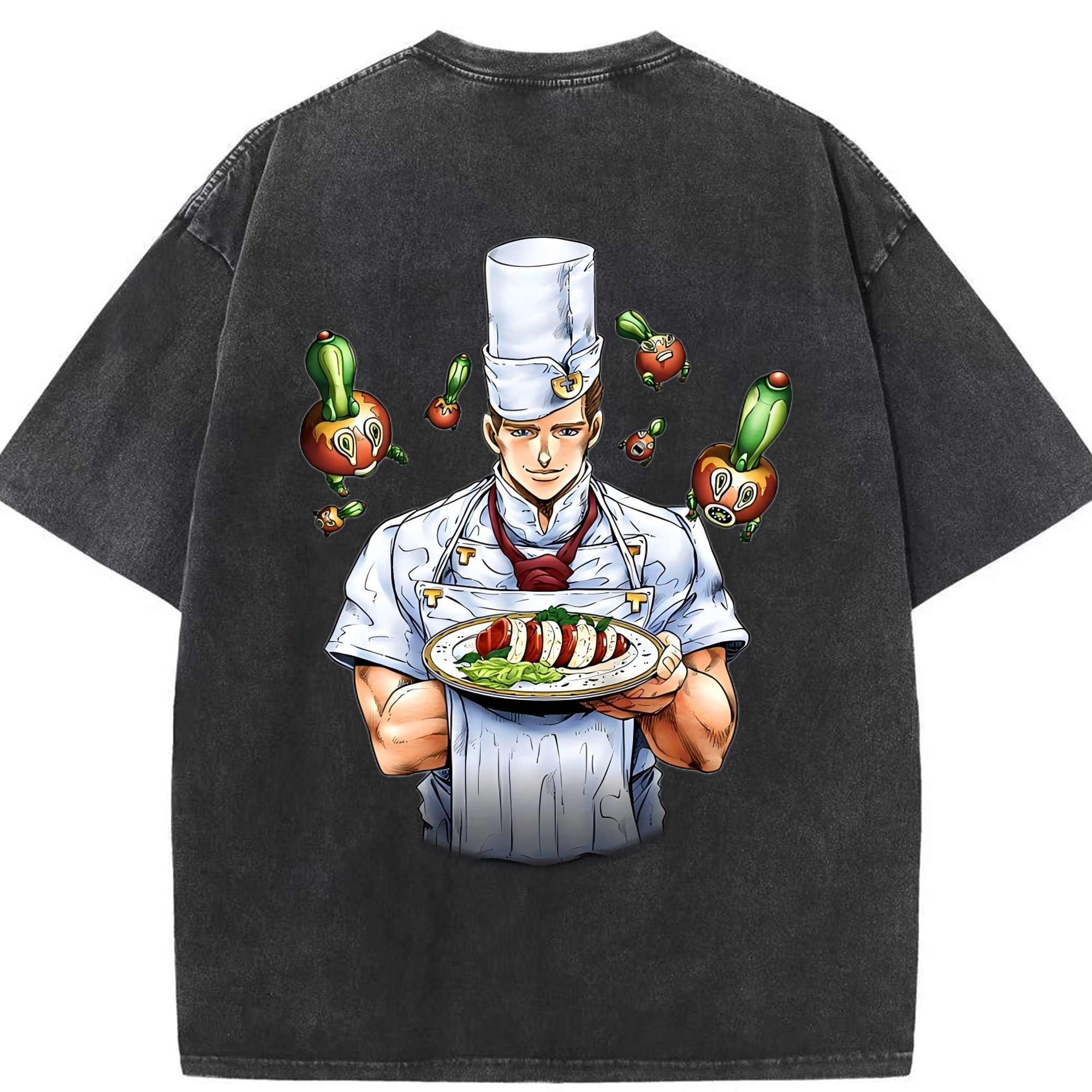 （画像用） ジョジョの奇妙な冒険 Tonio Trussardi JoJo's Bizarre Adventure トニオ?トラッサルディ 綿100% ヴィンテージ風 半袖Tシャツ（背面プリント）