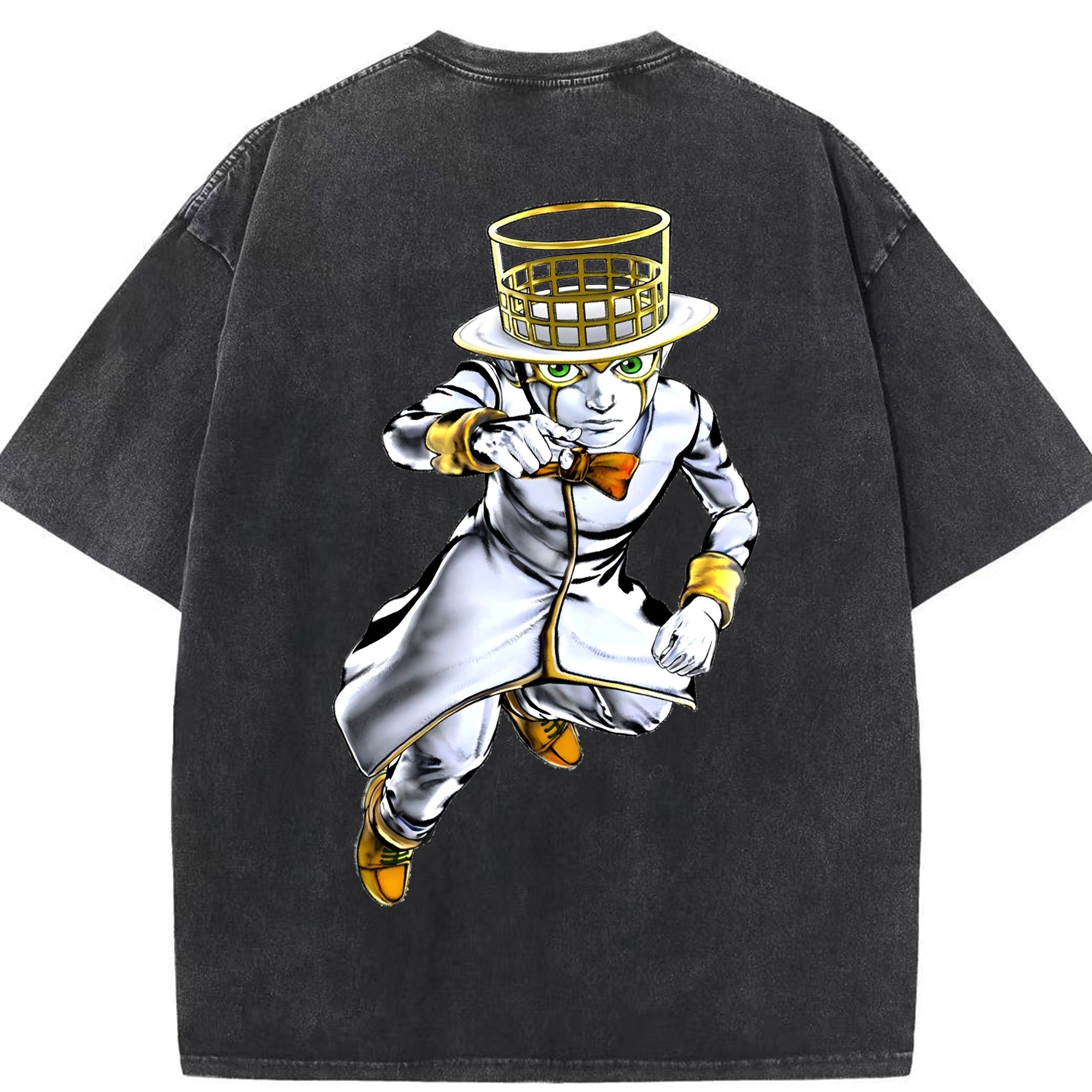 （画像用） ジョジョの奇妙な冒険 岸辺 露伴（きしべ ろはん） JoJo's Bizarre Adventure Rohan Kishibe 綿100% ヴィンテージ風 半袖Tシャツ（背面プリント）