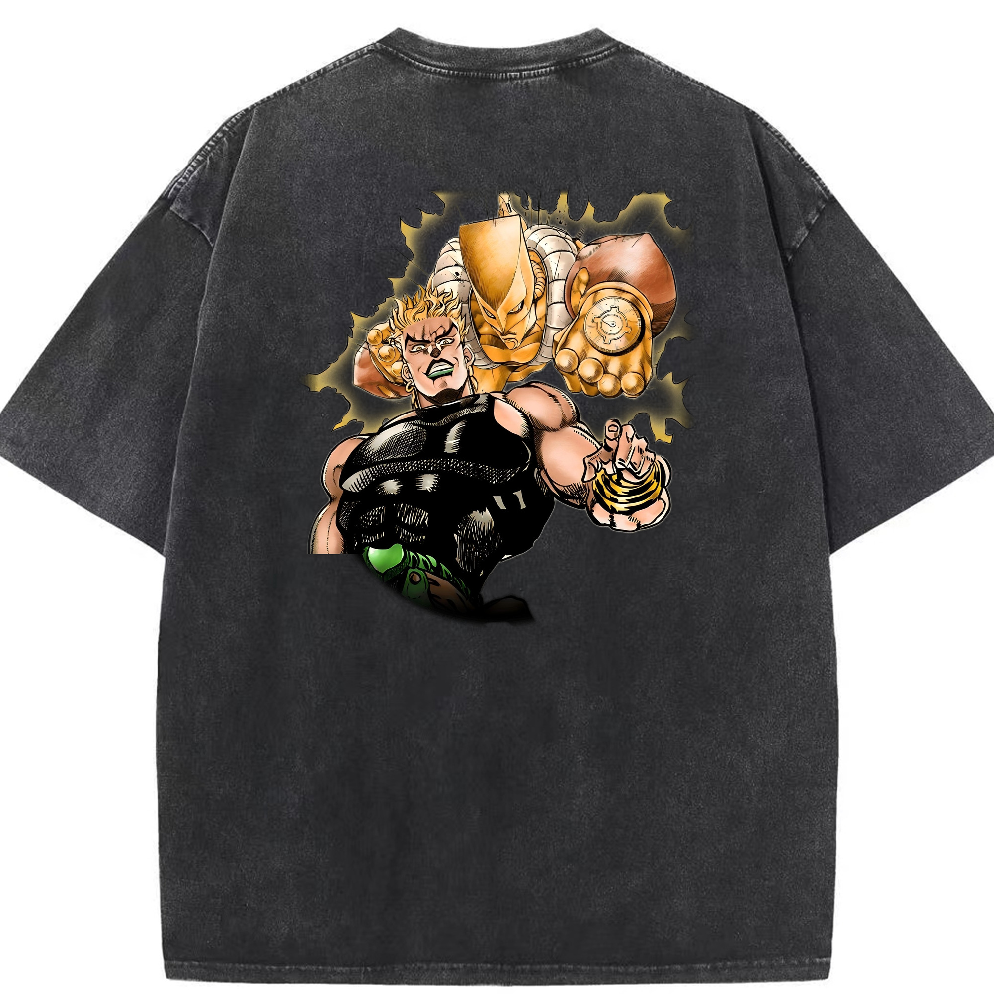 （画像用） ジョジョの奇妙な冒険 ディオ?ブランドー JoJo's Bizarre Adventure Dio Brando 綿100% ヴィンテージ風 半袖Tシャツ（背面プリント）