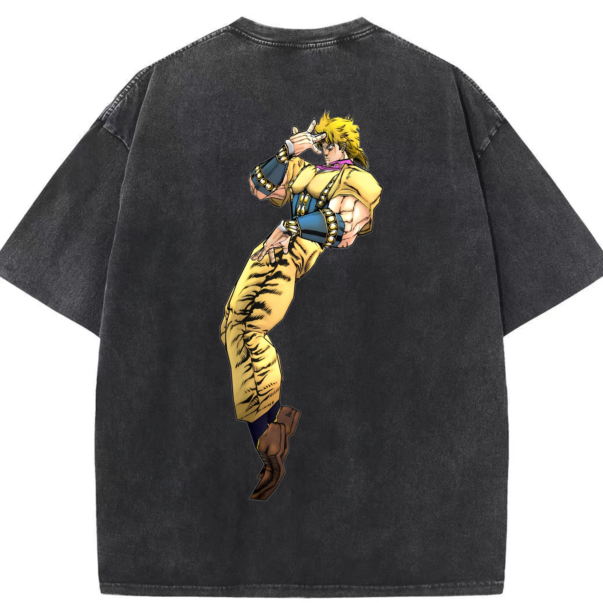 （画像用） ジョジョの奇妙な冒険 ディオ?ブランドー JoJo's Bizarre Adventure Dio Brando 綿100% ヴィンテージ風 半袖Tシャツ（背面プリント）