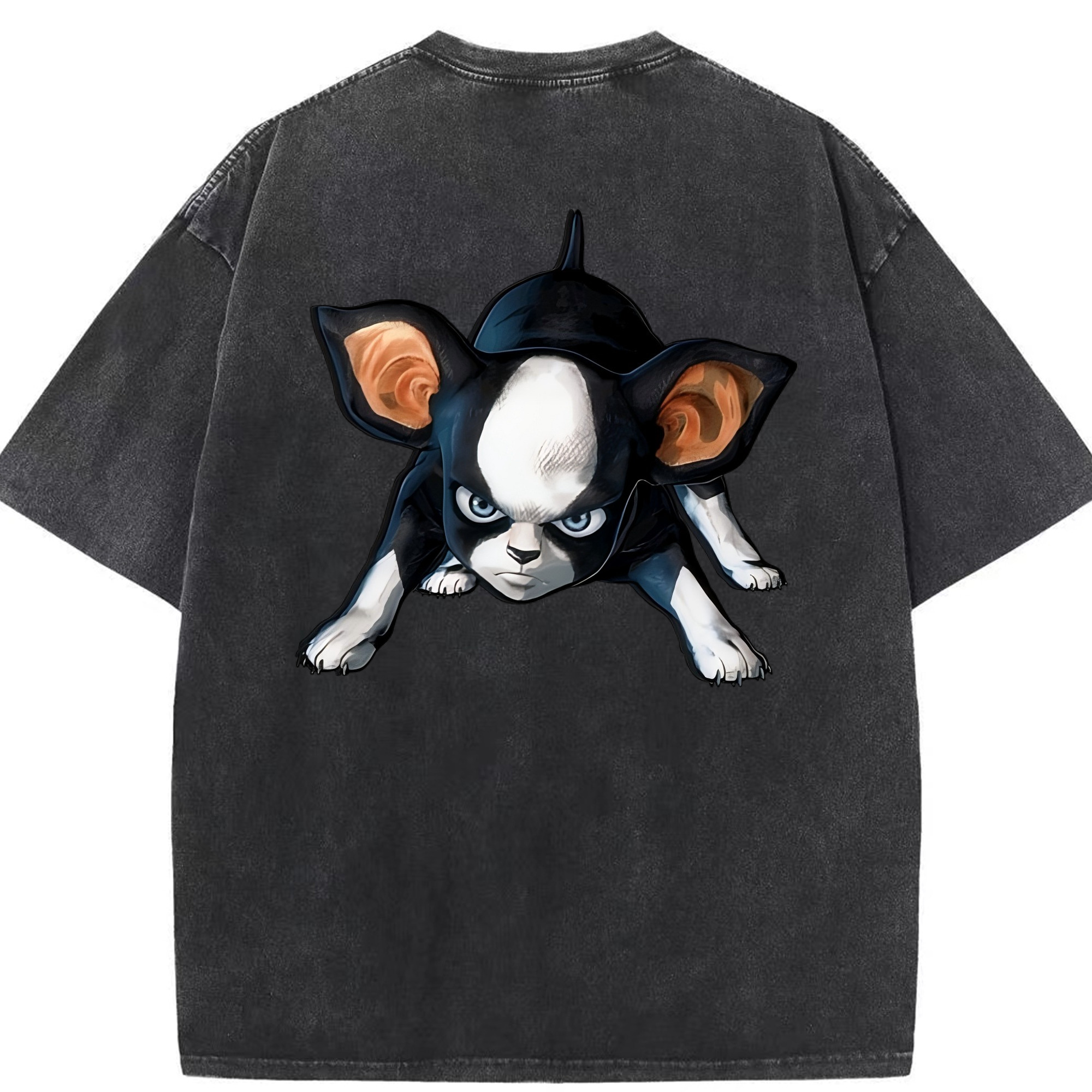 （画像用） ジョジョの奇妙な冒険 イギー JoJo's Bizarre Adventure Iggy 綿100% ヴィンテージ風 半袖Tシャツ（背面プリント）