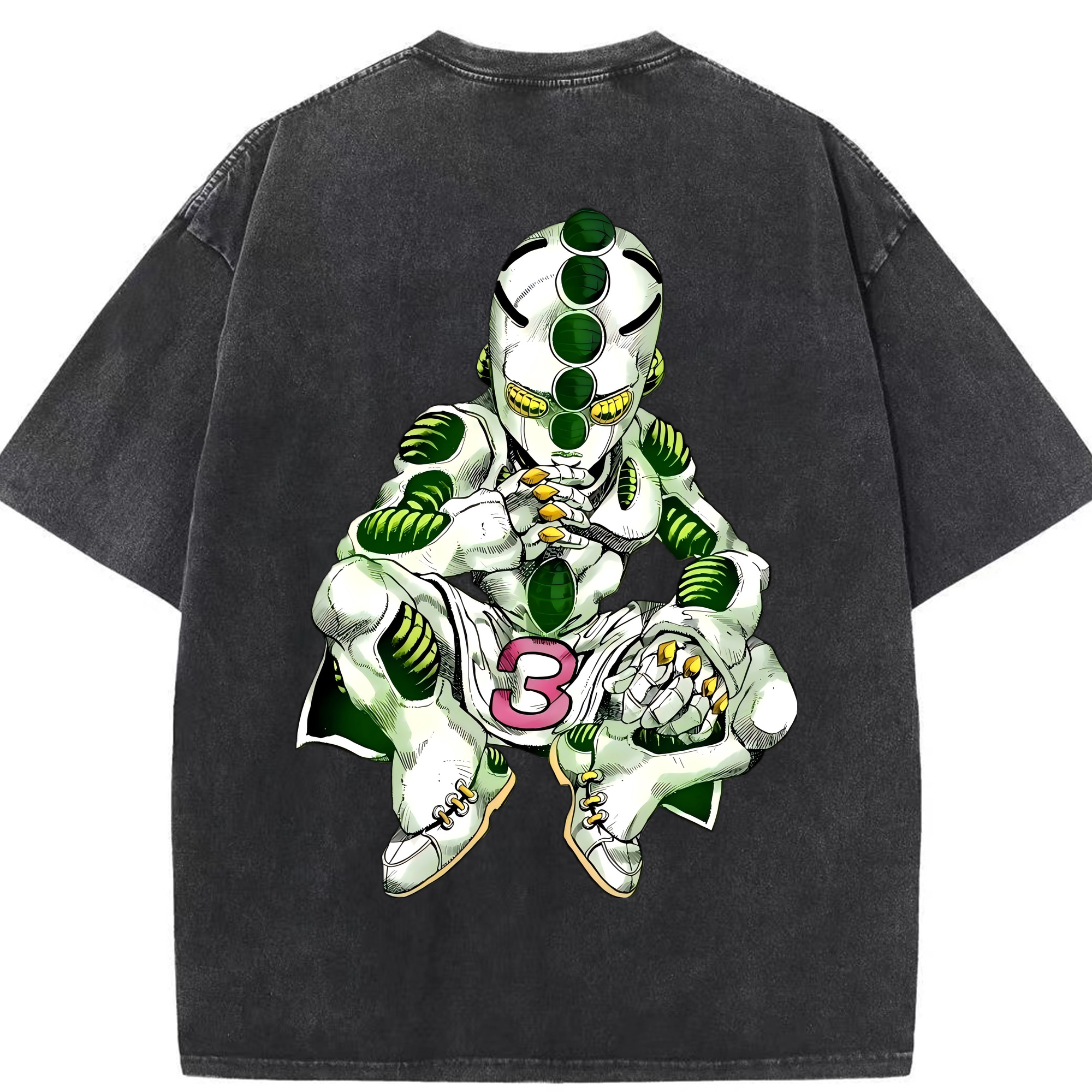 （画像用） ジョジョの奇妙な冒険 広瀨康一 JoJo's Bizarre Adventure Hirose Koichi 綿100% ヴィンテージ風 半袖Tシャツ（背面プリント）