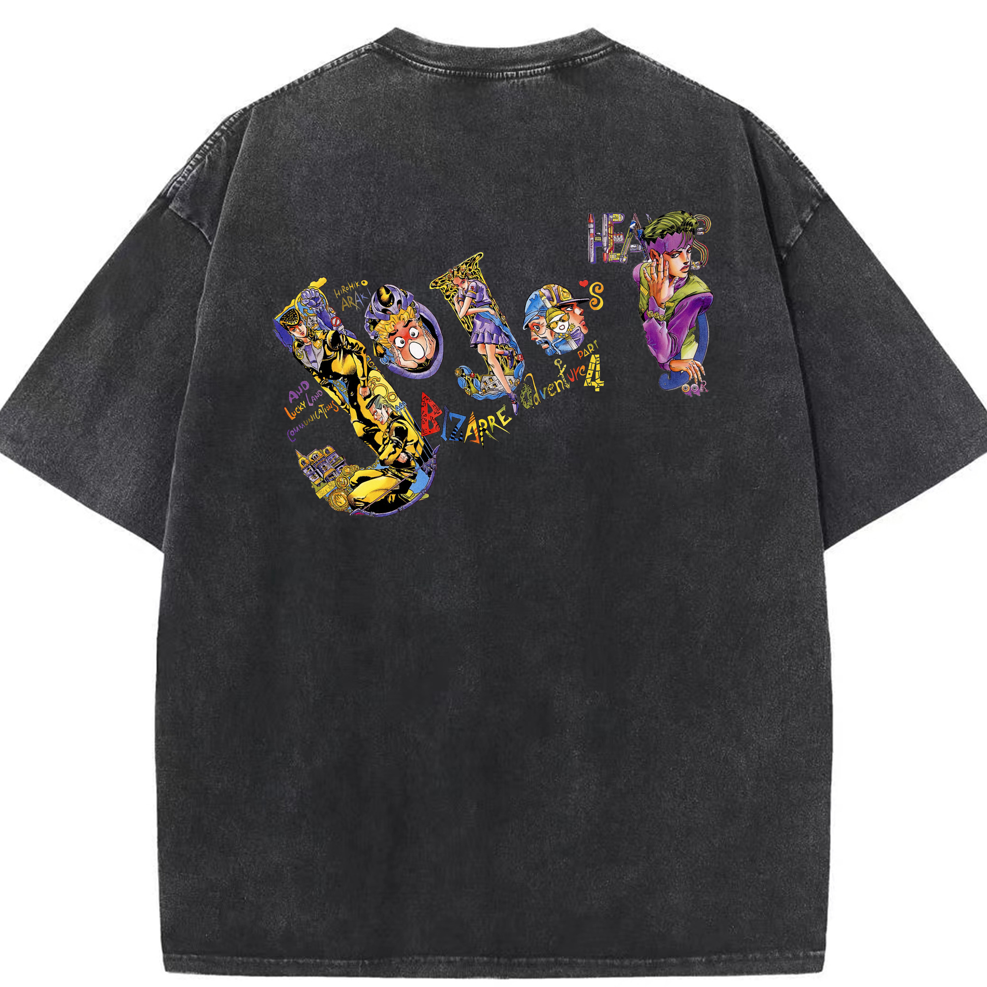 （画像用） ジョジョの奇妙な冒険 JoJo's Bizarre Adventure 綿100% ヴィンテージ風 半袖Tシャツ（背面プリント）