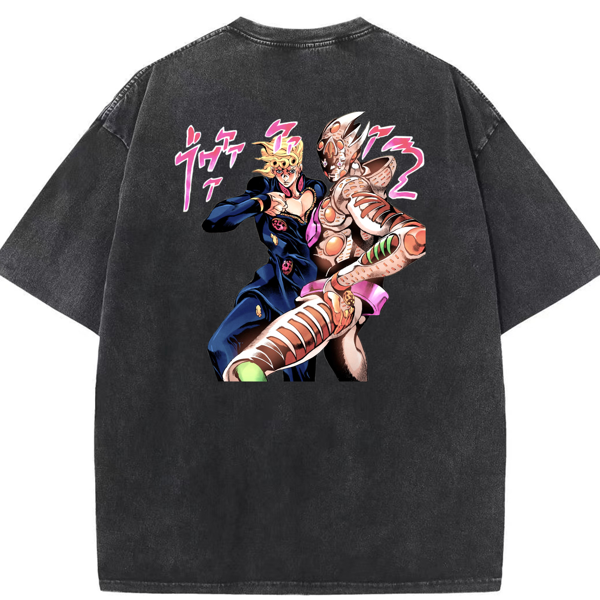 （画像用） ジョジョの奇妙な冒険 ジョルノ?ジョバァーナ JoJo's Bizarre Adventure Giorno Giovanna 綿100% ヴィンテージ風 半袖Tシャツ（背面プリント）
