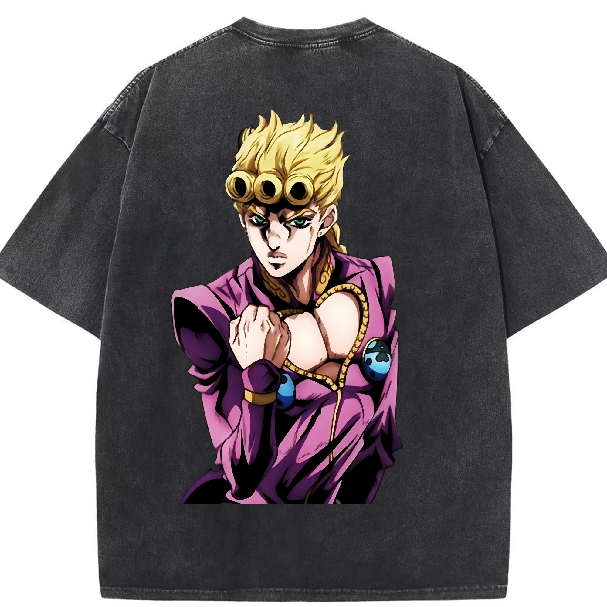（画像用） ジョジョの奇妙な冒険 ジョルノ?ジョバァーナ JoJo's Bizarre Adventure Giorno Giovanna 綿100% ヴィンテージ風 半袖Tシャツ（背面プリント）