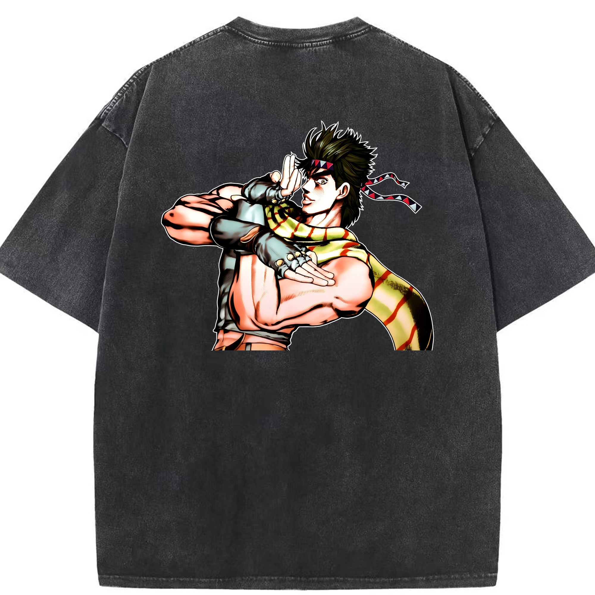 （画像用） ジョジョの奇妙な冒険 ジョセフ?ジョースター JoJo's Bizarre Adventure Joseph Joestar 綿100% ヴィンテージ風 半袖Tシャツ（背面プリント）