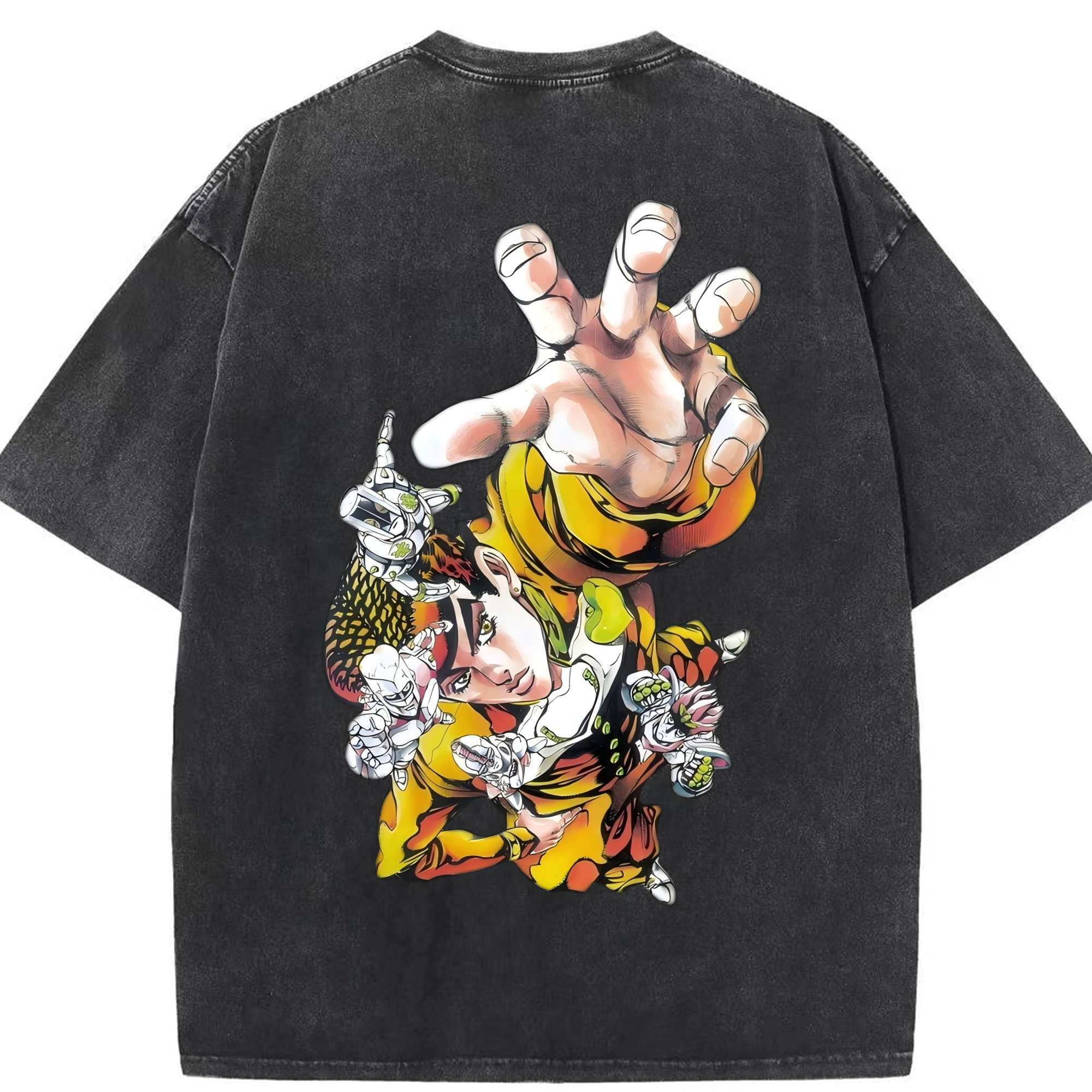（画像用） ジョジョの奇妙な冒険 ひがしかた じょうすけ JoJo's Bizarre Adventure Higashikata Josuke 綿100% ヴィンテージ風 半袖Tシャツ（背面プリント）
