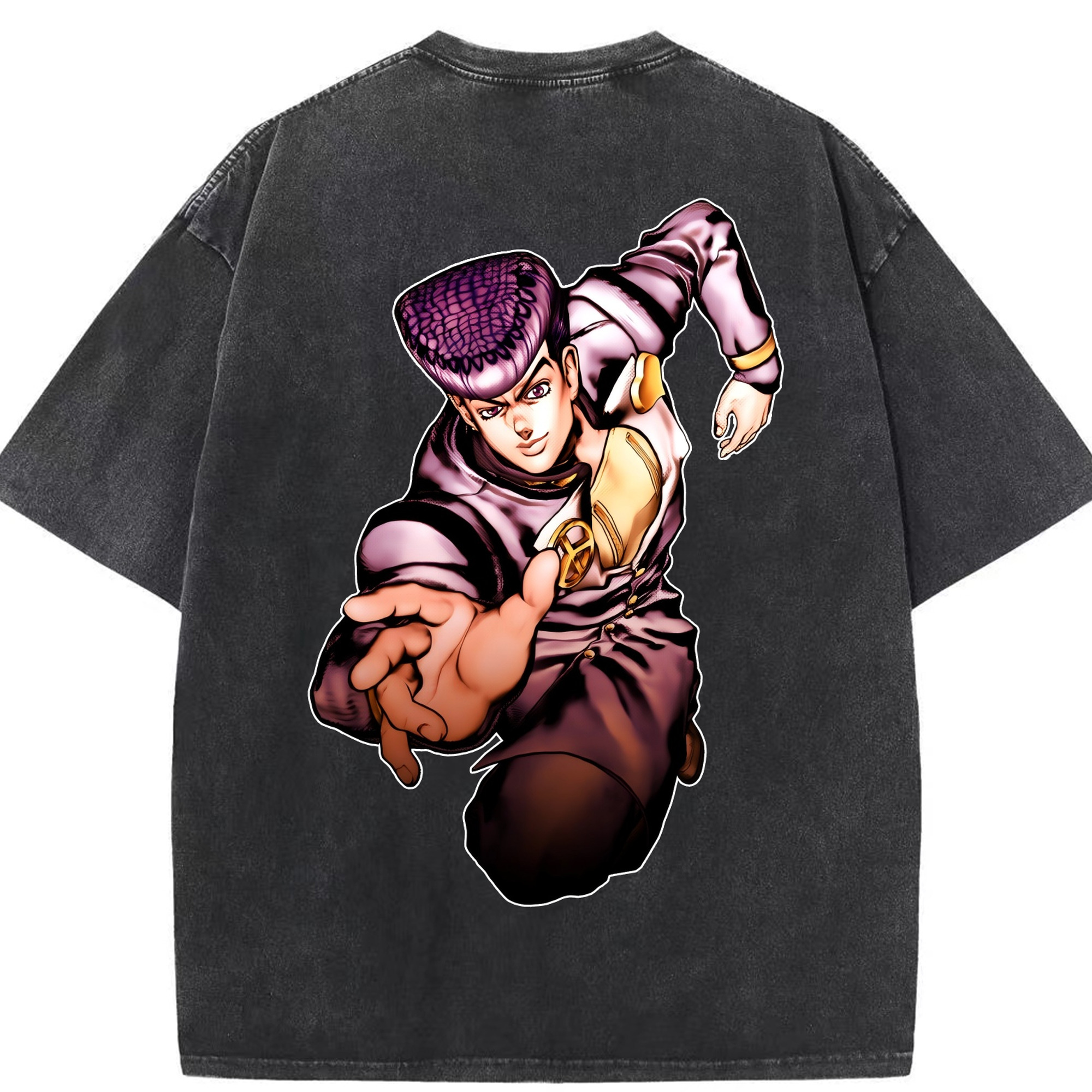 （画像用） ジョジョの奇妙な冒険 ひがしかた じょうすけ JoJo's Bizarre Adventure Higashikata Josuke 綿100% ヴィンテージ風 半袖Tシャツ（背面プリント）