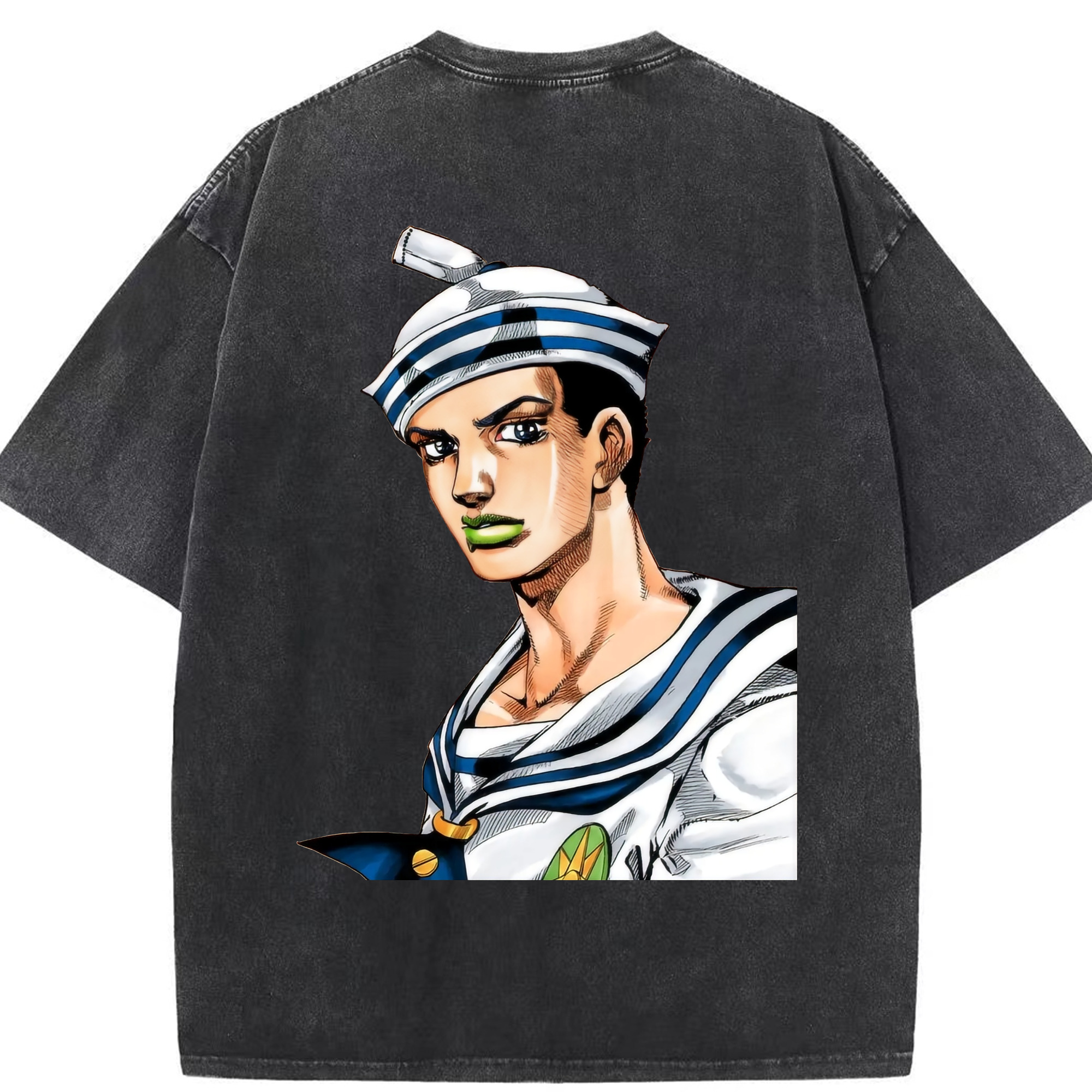 （画像用） ジョジョの奇妙な冒険 東方定助 JoJo's Bizarre Adventure Higashikata Josuke 綿100% ヴィンテージ風 半袖Tシャツ（背面プリント）
