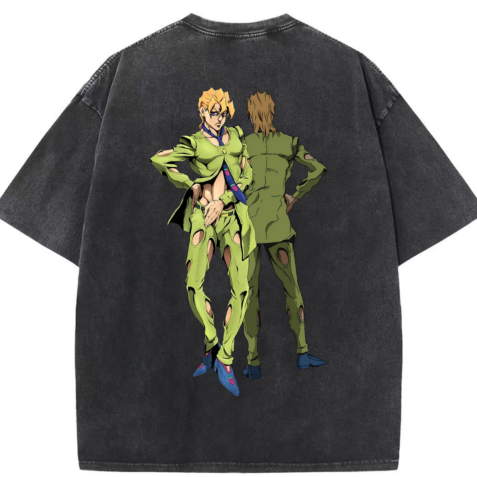 （画像用） ジョジョの奇妙な冒険 パンナコッタ?フー JoJo's Bizarre Adventure Pannacotta Fugo 綿100% ヴィンテージ風 半袖Tシャツ（背面プリント）
