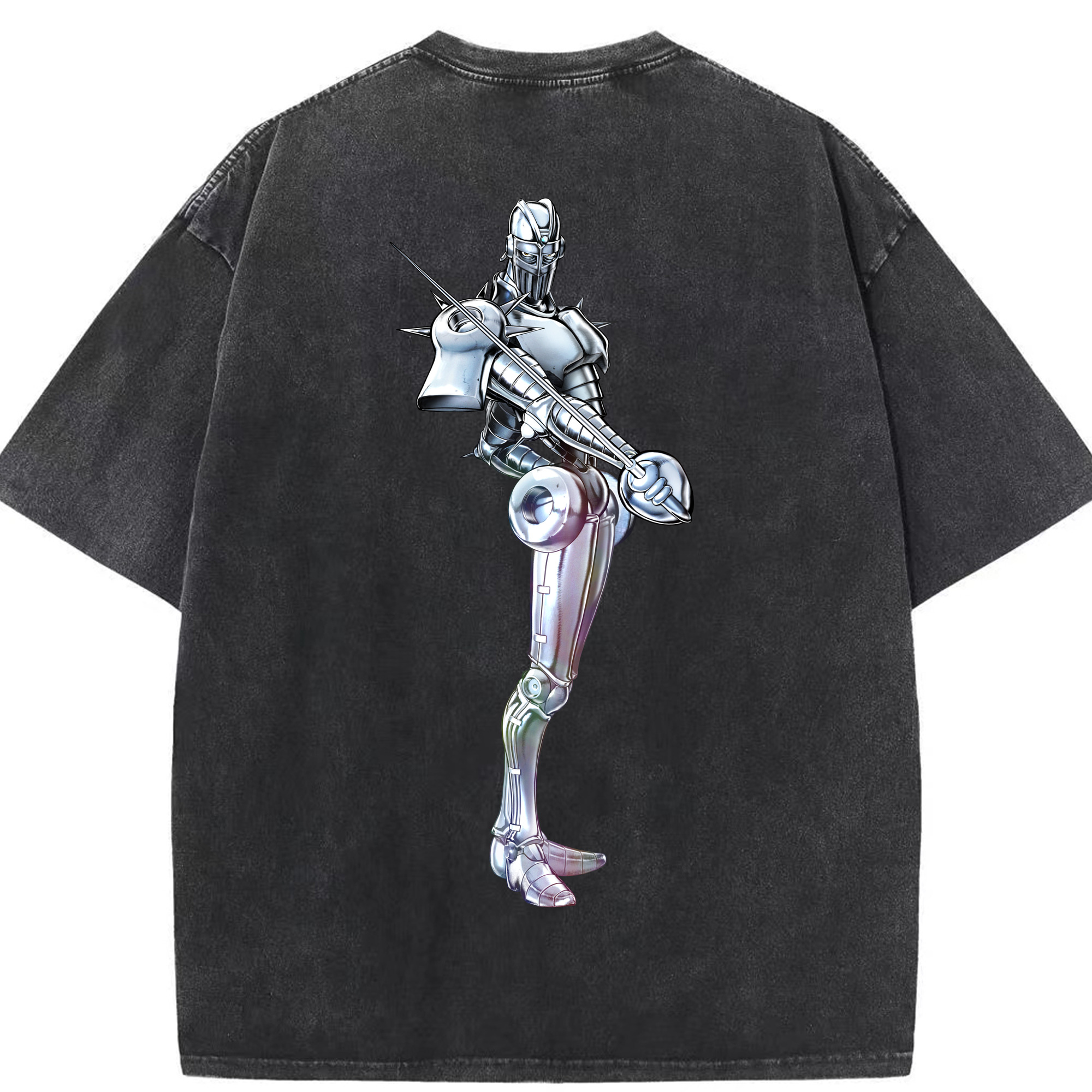 （画像用） ジョジョの奇妙な冒険 ジャン＝ピエール?ポルナレフ JoJo's Bizarre Adventure Jan Pierre Polnareff 綿100% ヴィンテージ風 半袖Tシャツ（背面プリント）
