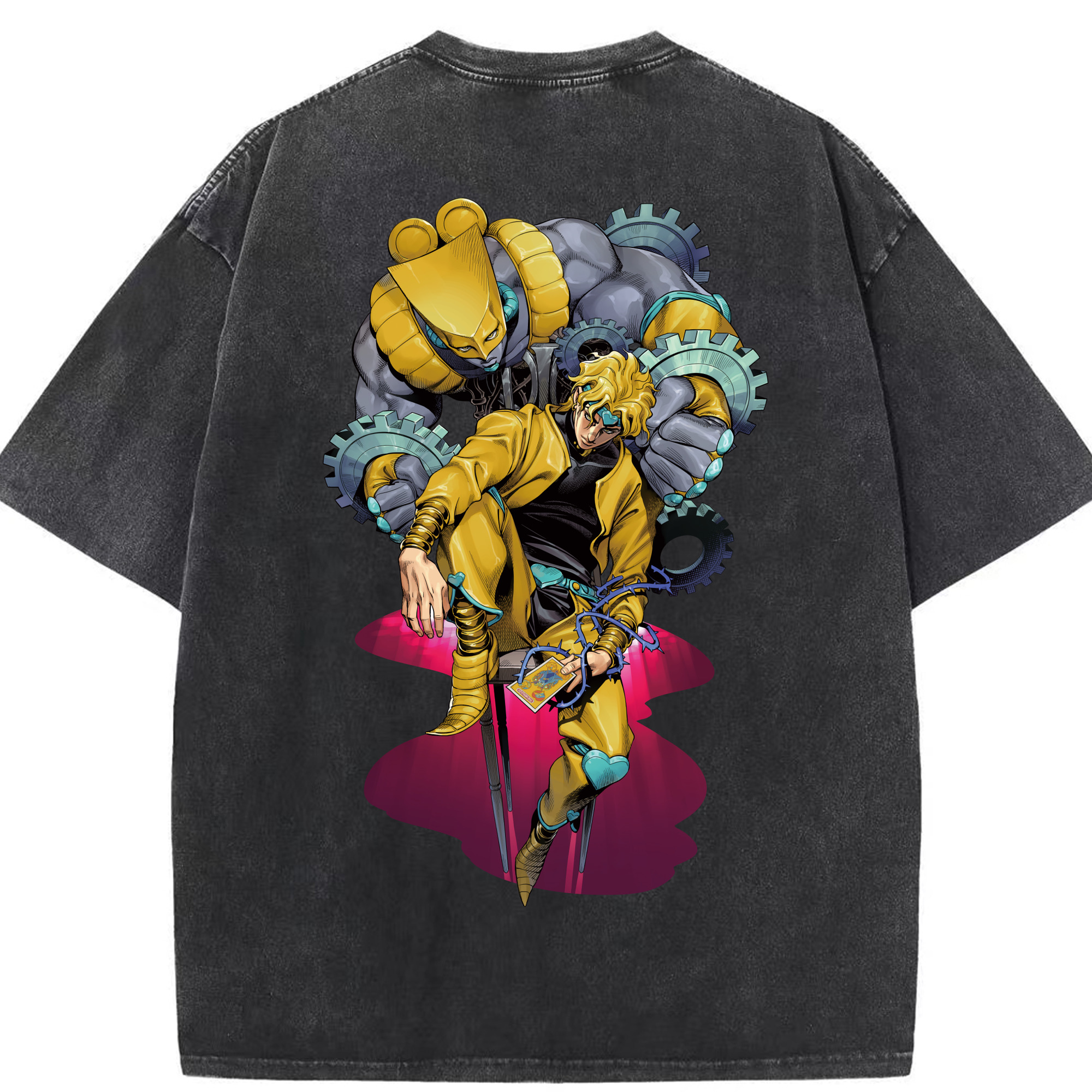 （画像用） ジョジョの奇妙な冒険 ディオ?ブランドー JoJo's Bizarre Adventure Dio Brando 綿100% ヴィンテージ風 半袖Tシャツ（背面プリント）