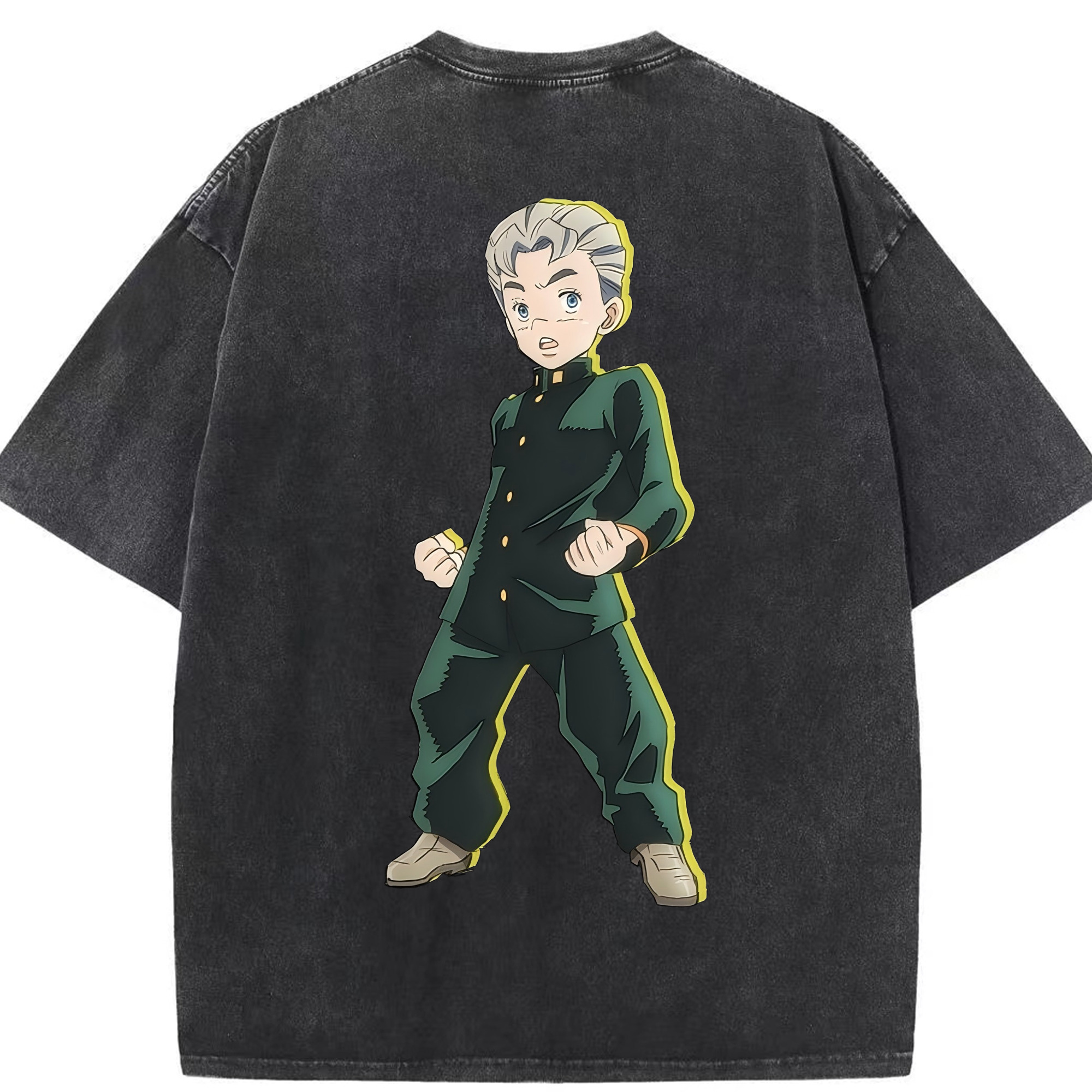 （画像用） ジョジョの奇妙な冒険 広瀨康一 JoJo's Bizarre Adventure Hirose Koichi 綿100% ヴィンテージ風 半袖Tシャツ（背面プリント）