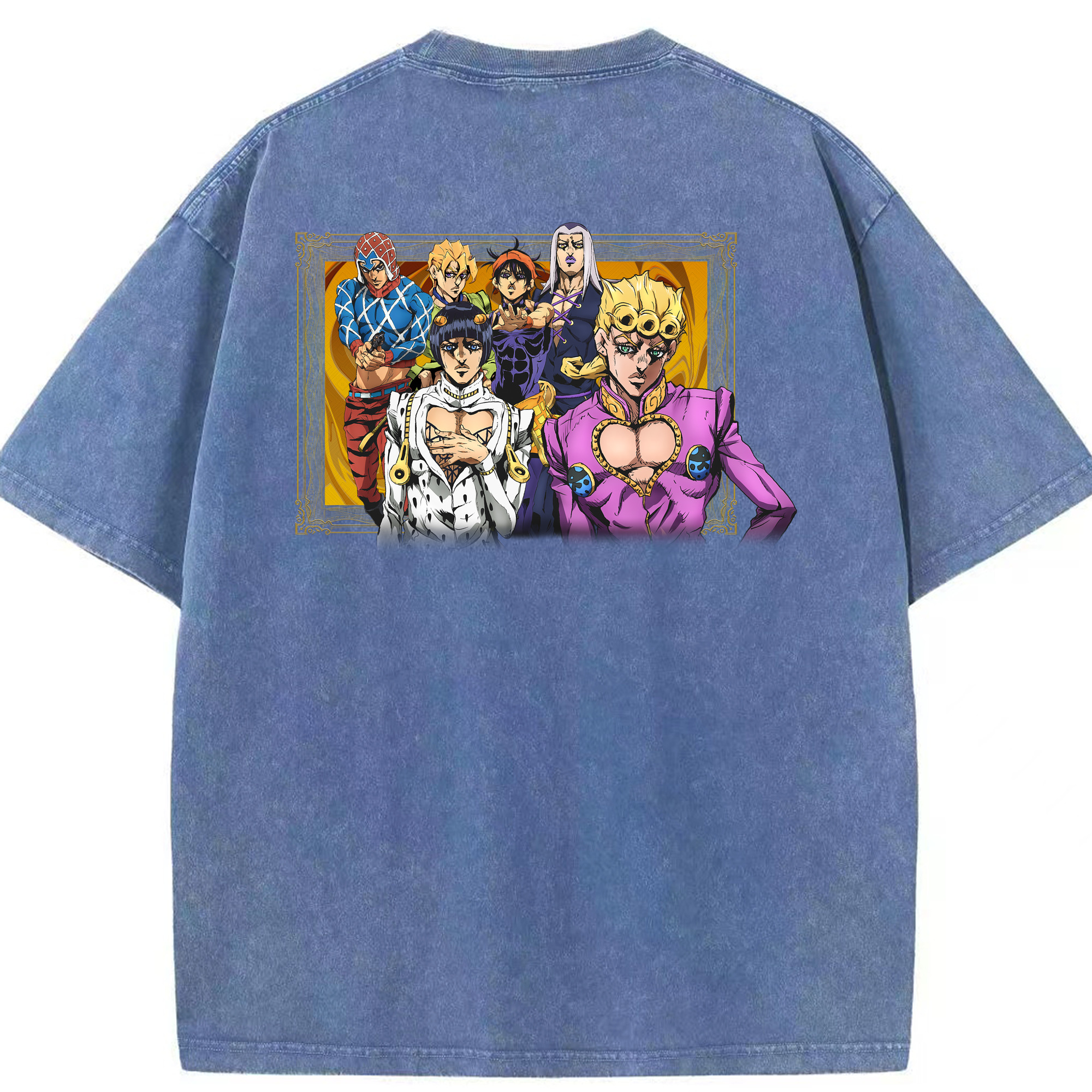 （画像用） ジョジョの奇妙な冒険 ジョルノ?ジョバァーナ JoJo's Bizarre Adventure Giorno Giovanna 綿100% ヴィンテージ風 半袖Tシャツ（背面プリント）