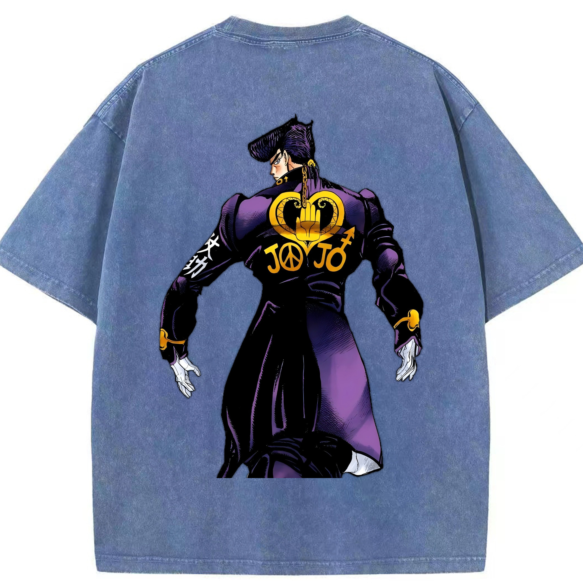 （画像用） ジョジョの奇妙な冒険 ひがしかた じょうすけ JoJo's Bizarre Adventure Higashikata Josuke 綿100% ヴィンテージ風 半袖Tシャツ（背面プリント）