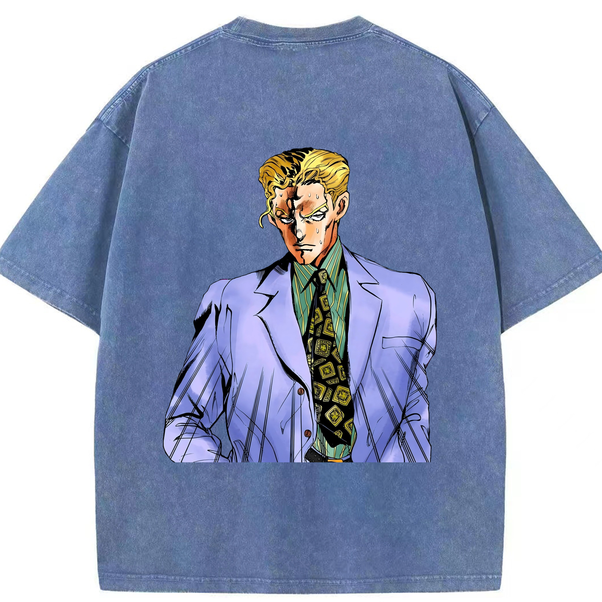 （画像用） ジョジョの奇妙な冒険 きら よしかげ JoJo's Bizarre Adventure Kira Yoshikage 綿100% ヴィンテージ風 半袖Tシャツ（背面プリント）