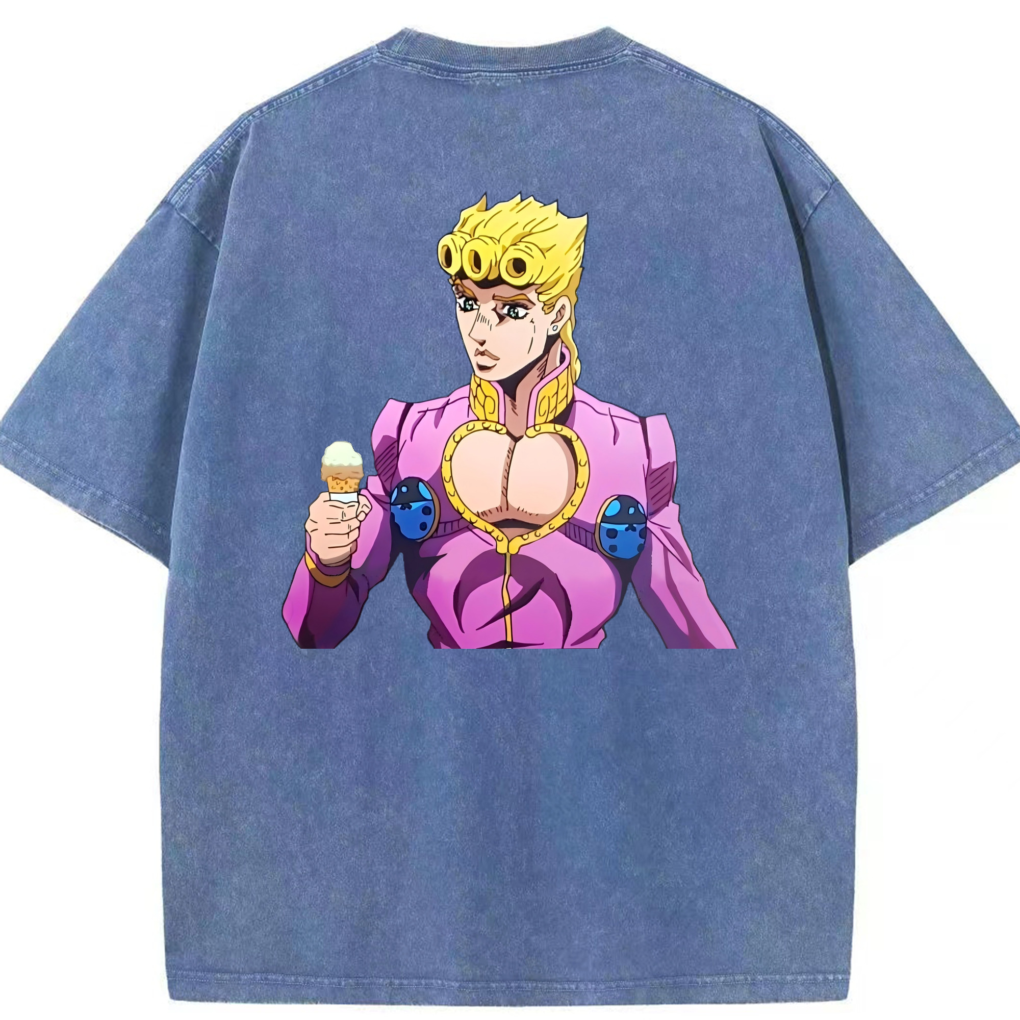 （画像用） ジョジョの奇妙な冒険 ジョルノ?ジョバァーナ JoJo's Bizarre Adventure Giorno Giovanna 綿100% ヴィンテージ風 半袖Tシャツ（背面プリント）