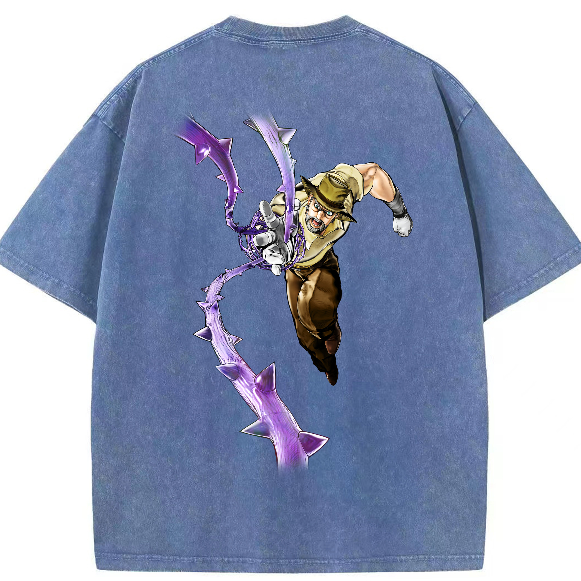 （画像用） ジョジョの奇妙な冒険 ジョセフ?ジョースター JoJo's Bizarre Adventure Joseph Joestar 綿100% ヴィンテージ風 半袖Tシャツ（背面プリント）