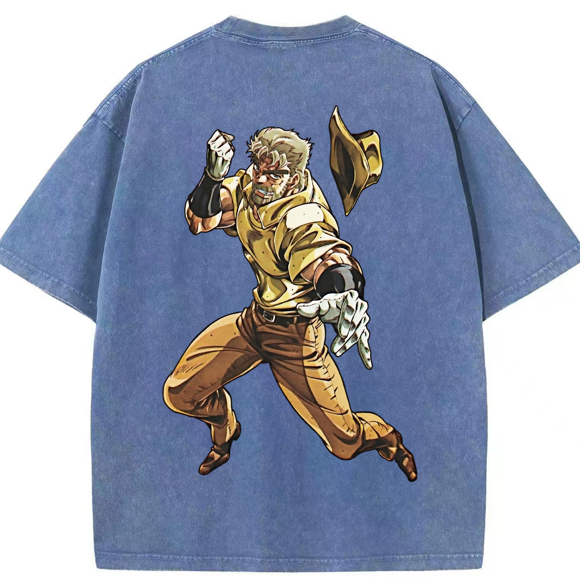 （画像用） ジョジョの奇妙な冒険 ジョセフ?ジョースター JoJo's Bizarre Adventure Joseph Joestar 綿100% ヴィンテージ風 半袖Tシャツ（背面プリント）