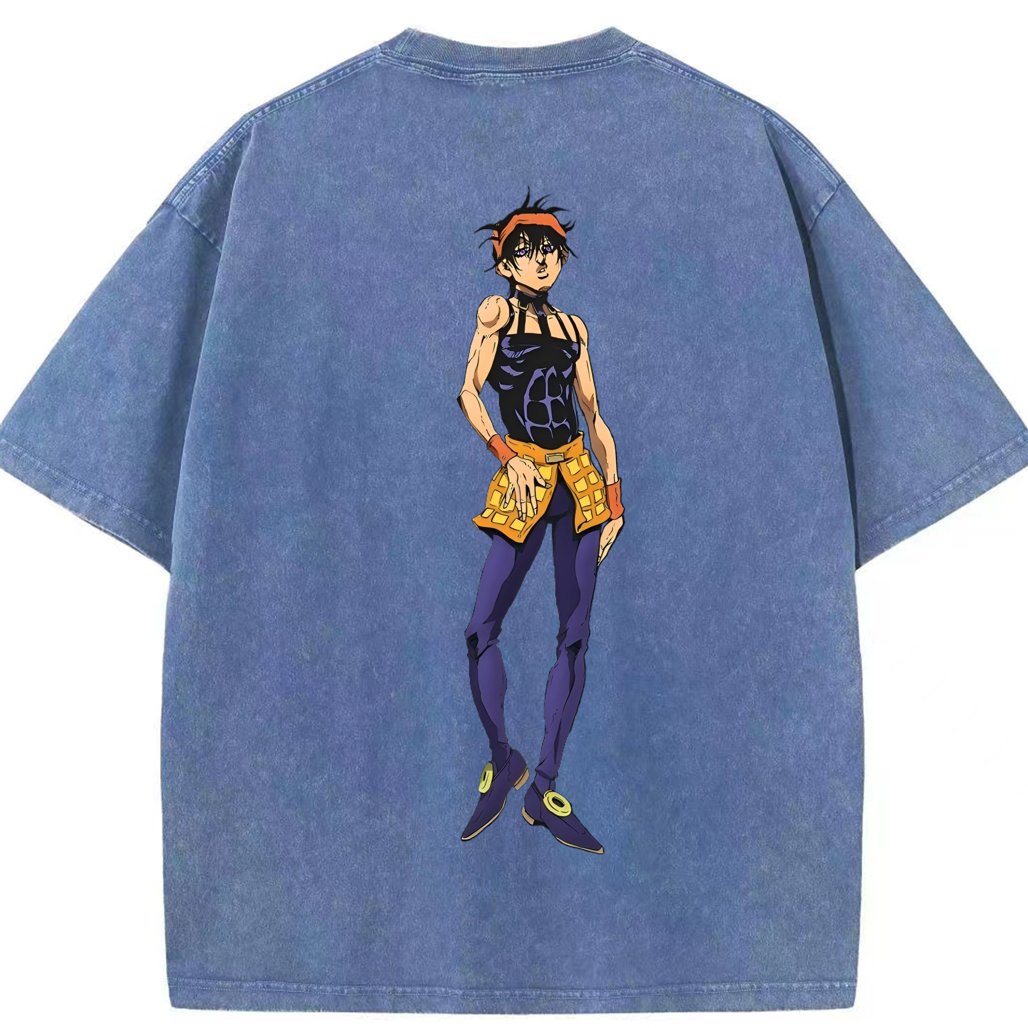 （画像用） ジョジョの奇妙な冒険 ナランチャ?ギルガ JoJo's Bizarre Adventure Narancia Ghirga 綿100% ヴィンテージ風 半袖Tシャツ（背面プリント）