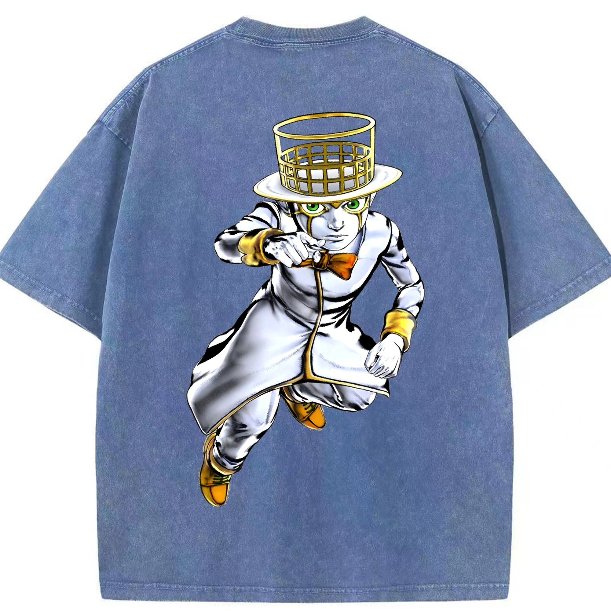 （画像用） ジョジョの奇妙な冒険 岸辺 露伴（きしべ ろはん） JoJo's Bizarre Adventure Rohan Kishibe 綿100% ヴィンテージ風 半袖Tシャツ（背面プリント）