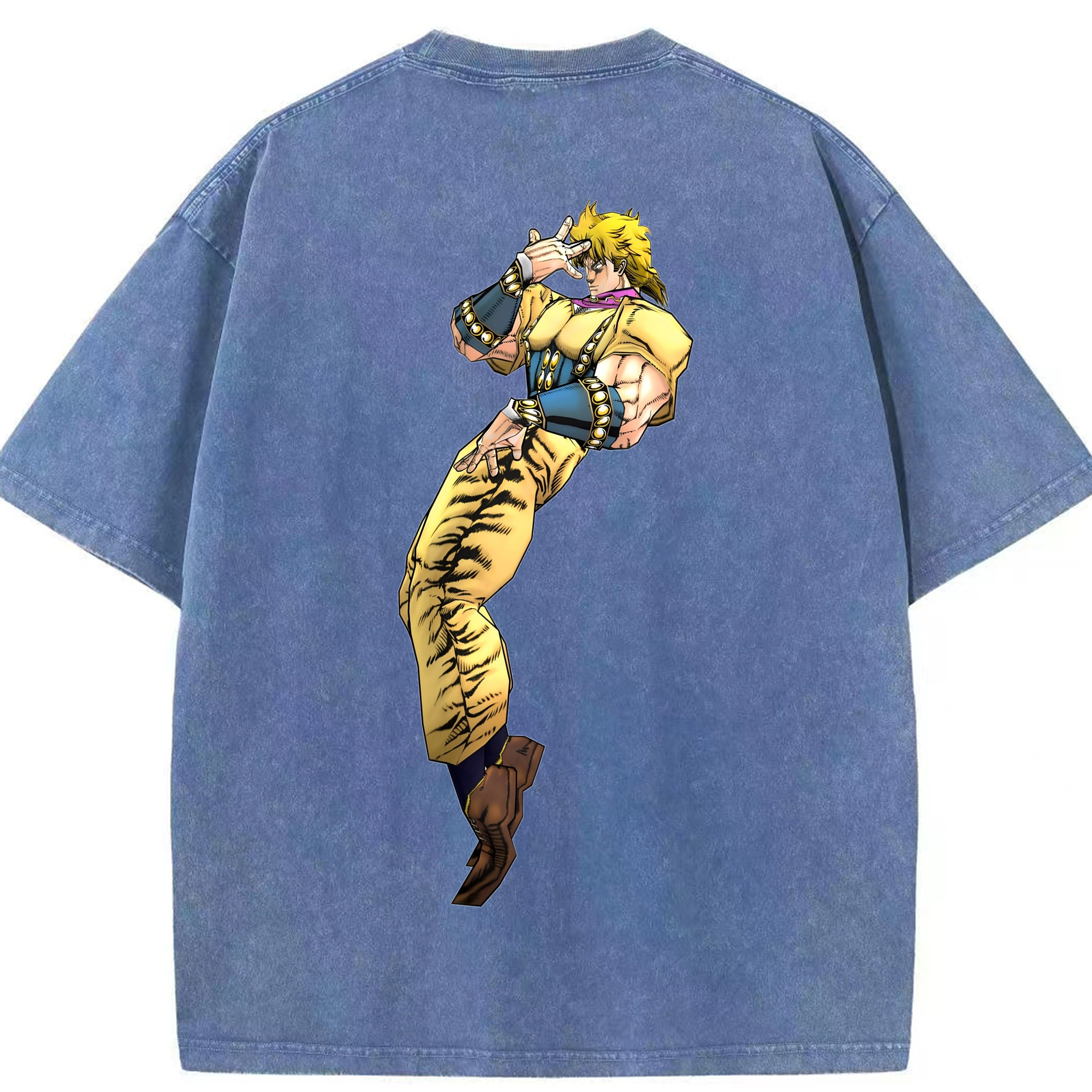 （画像用） ジョジョの奇妙な冒険 ディオ?ブランドー JoJo's Bizarre Adventure Dio Brando 綿100% ヴィンテージ風 半袖Tシャツ（背面プリント）