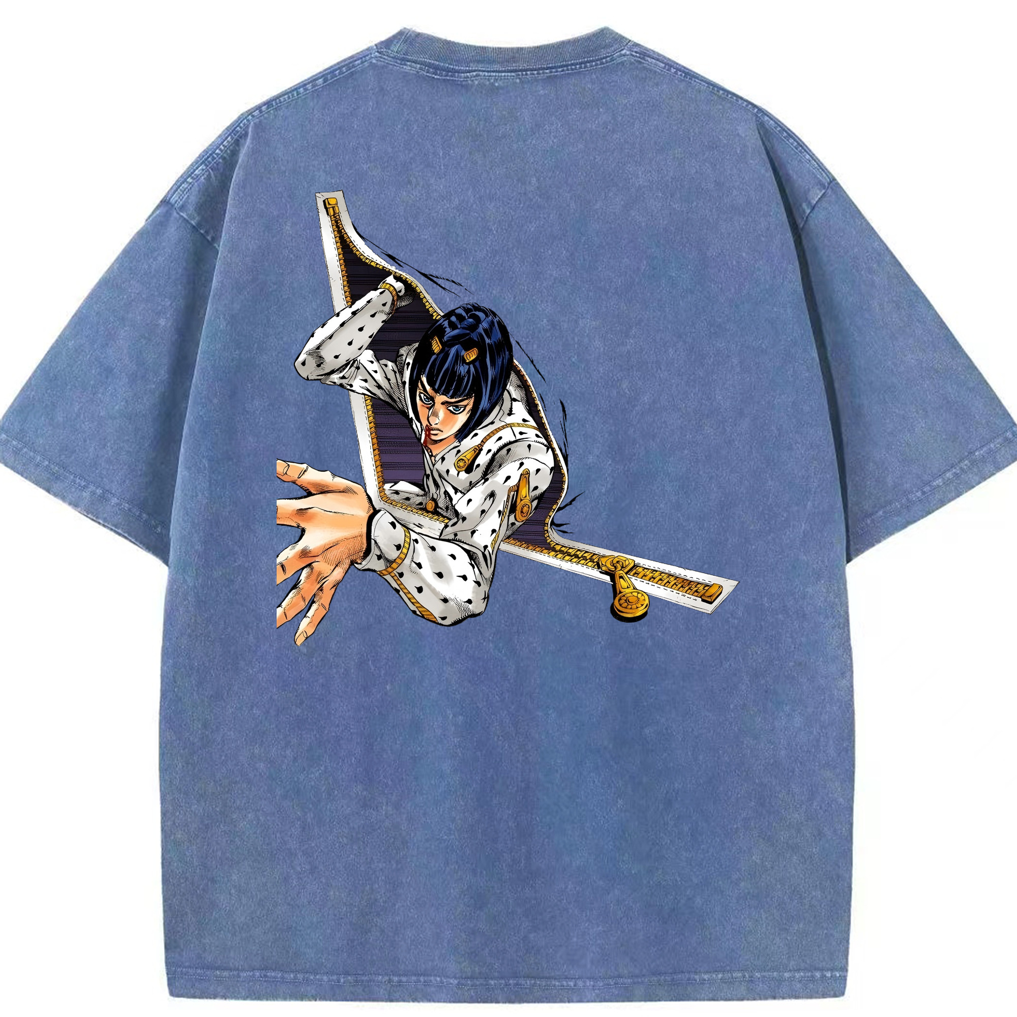 （画像用） ジョジョの奇妙な冒険 ブローノ?ブチャラティ JoJo's Bizarre Adventure Bruno Bucciarati 綿100% ヴィンテージ風 半袖Tシャツ（背面プリント）