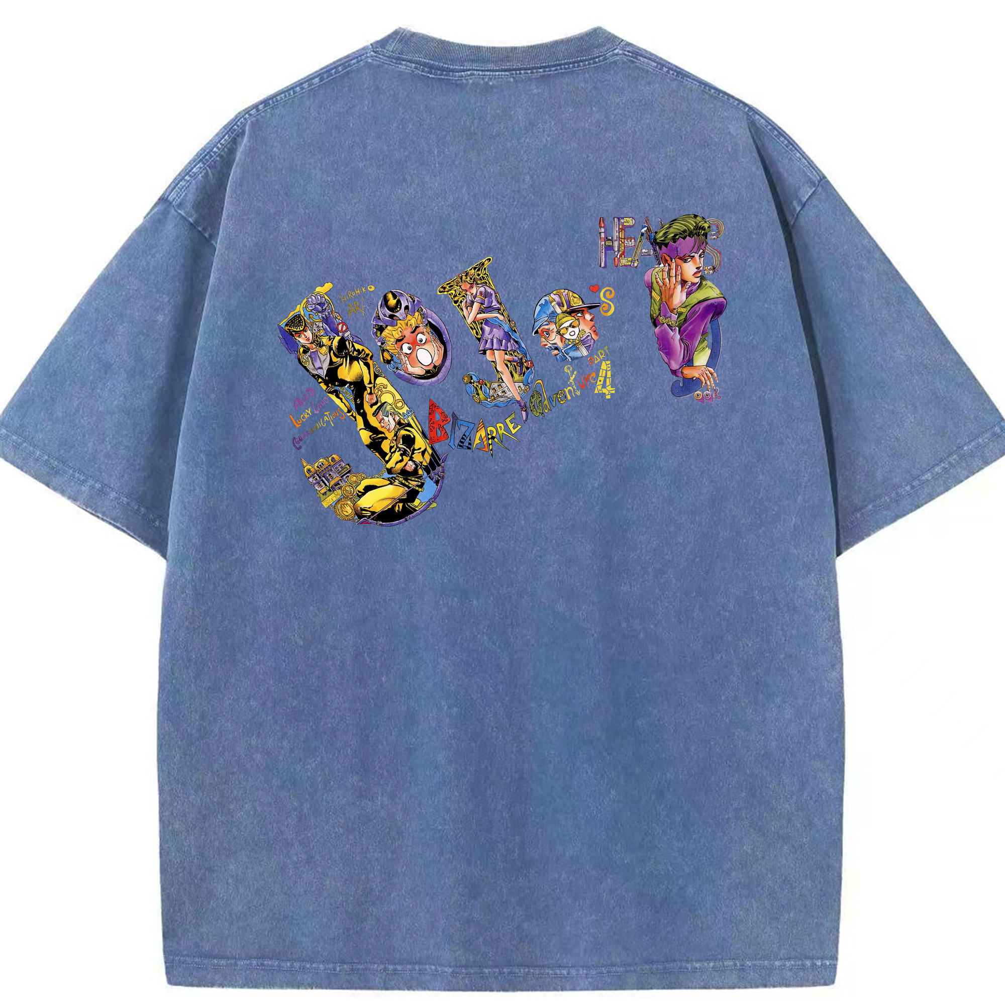 （画像用） ジョジョの奇妙な冒険 JoJo's Bizarre Adventure 綿100% ヴィンテージ風 半袖Tシャツ（背面プリント）