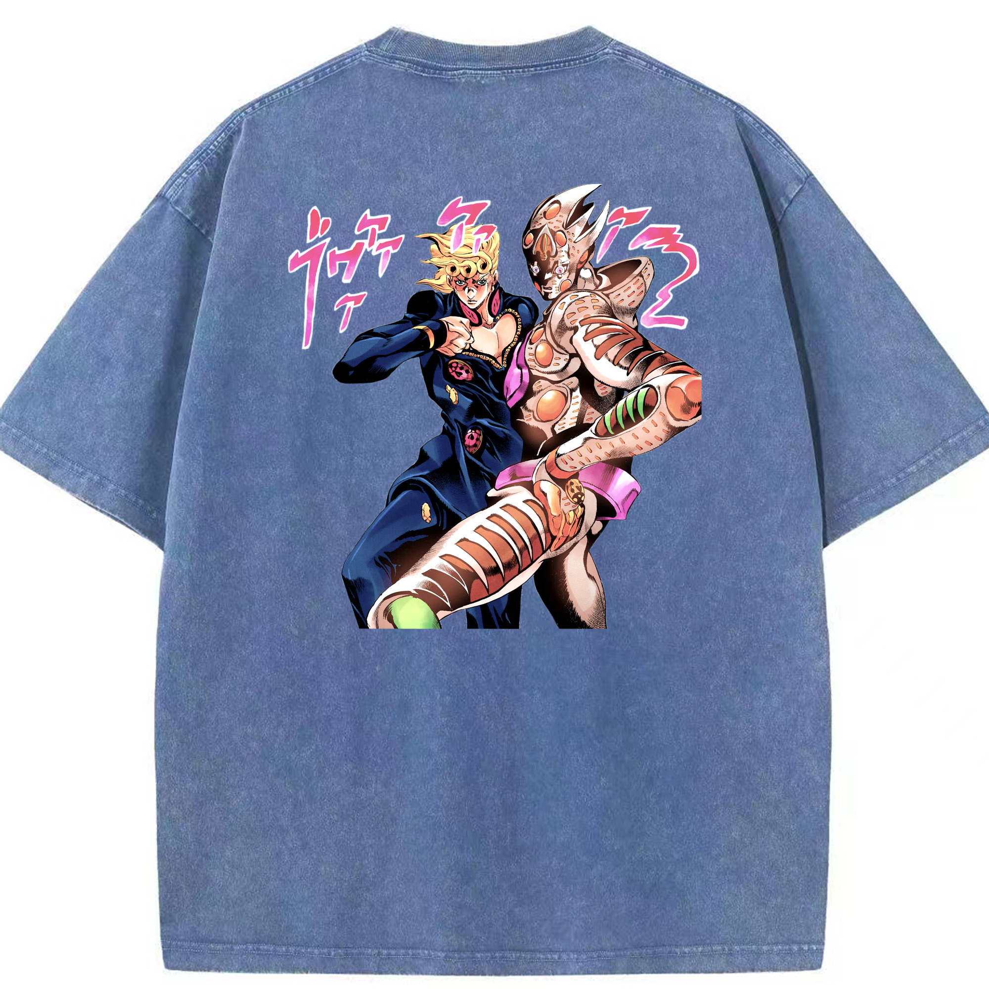 （画像用） ジョジョの奇妙な冒険 ジョルノ?ジョバァーナ JoJo's Bizarre Adventure Giorno Giovanna 綿100% ヴィンテージ風 半袖Tシャツ（背面プリント）