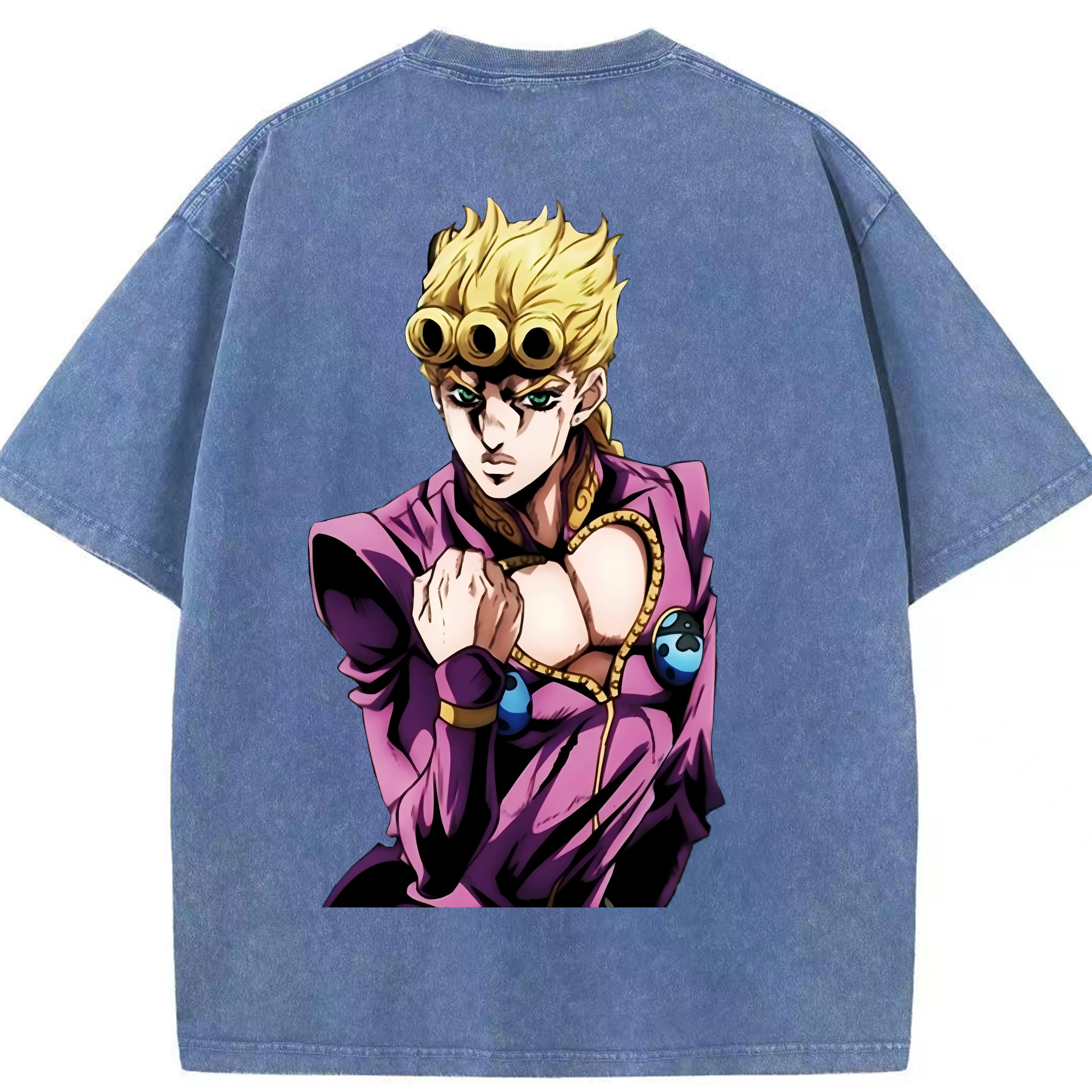 （画像用） ジョジョの奇妙な冒険 ジョルノ?ジョバァーナ JoJo's Bizarre Adventure Giorno Giovanna 綿100% ヴィンテージ風 半袖Tシャツ（背面プリント）