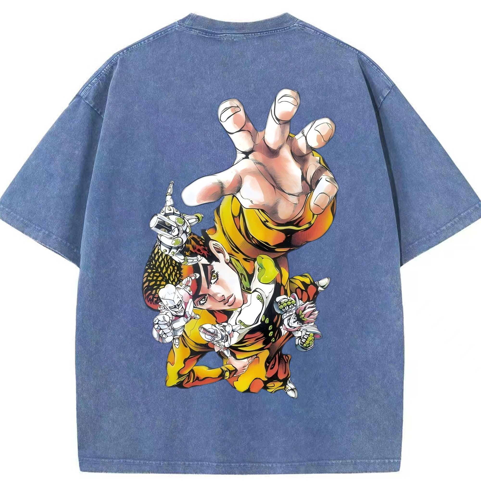 （画像用） ジョジョの奇妙な冒険 ひがしかた じょうすけ JoJo's Bizarre Adventure Higashikata Josuke 綿100% ヴィンテージ風 半袖Tシャツ（背面プリント）