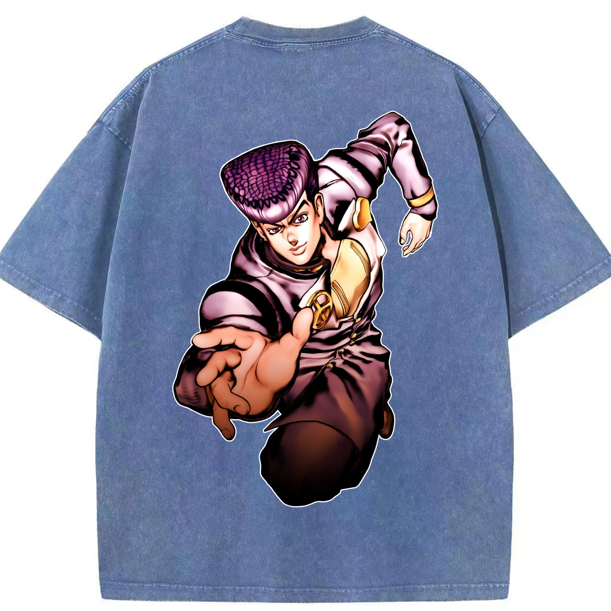 （画像用） ジョジョの奇妙な冒険 ひがしかた じょうすけ JoJo's Bizarre Adventure Higashikata Josuke 綿100% ヴィンテージ風 半袖Tシャツ（背面プリント）