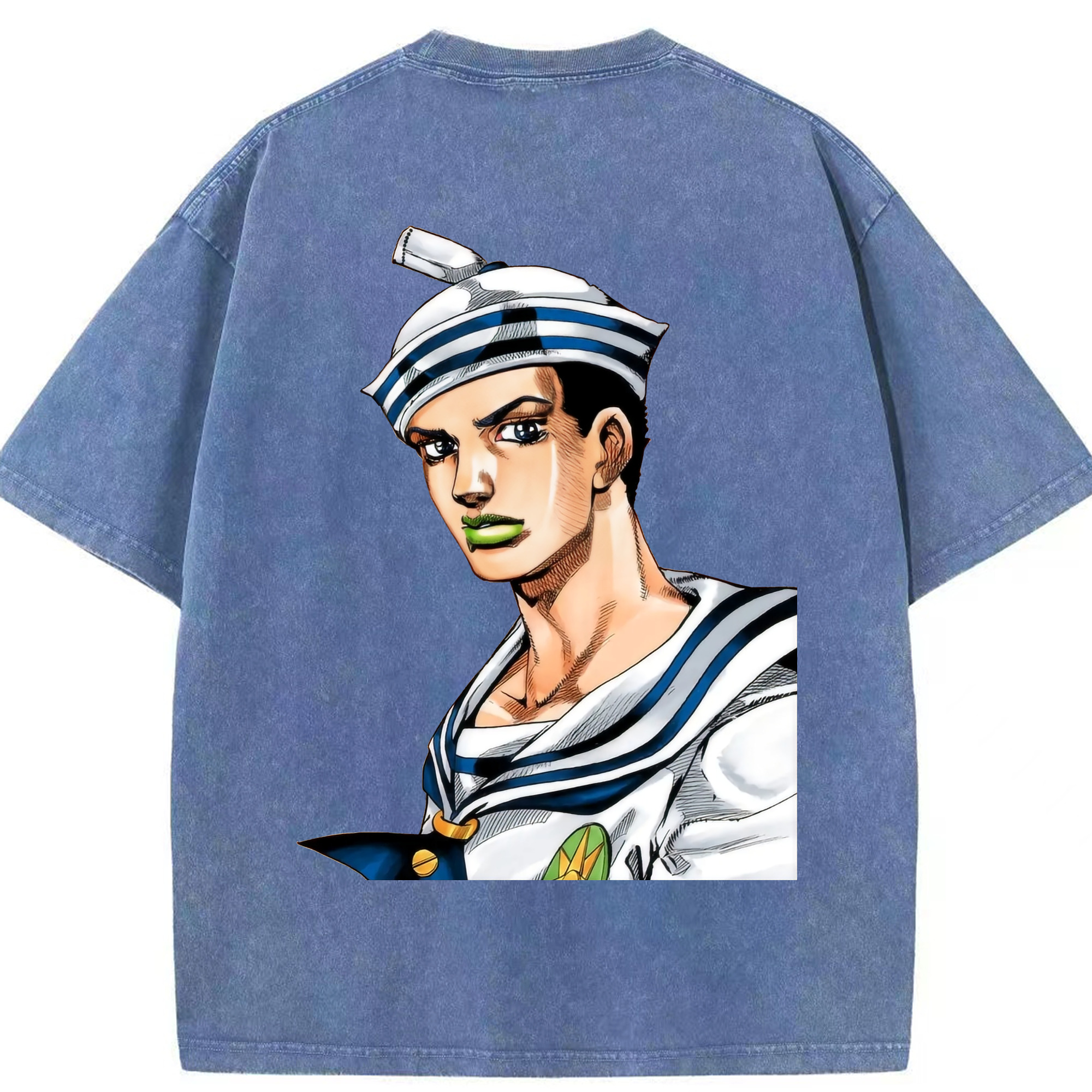 （画像用） ジョジョの奇妙な冒険 東方定助 JoJo's Bizarre Adventure Higashikata Josuke 綿100% ヴィンテージ風 半袖Tシャツ（背面プリント）