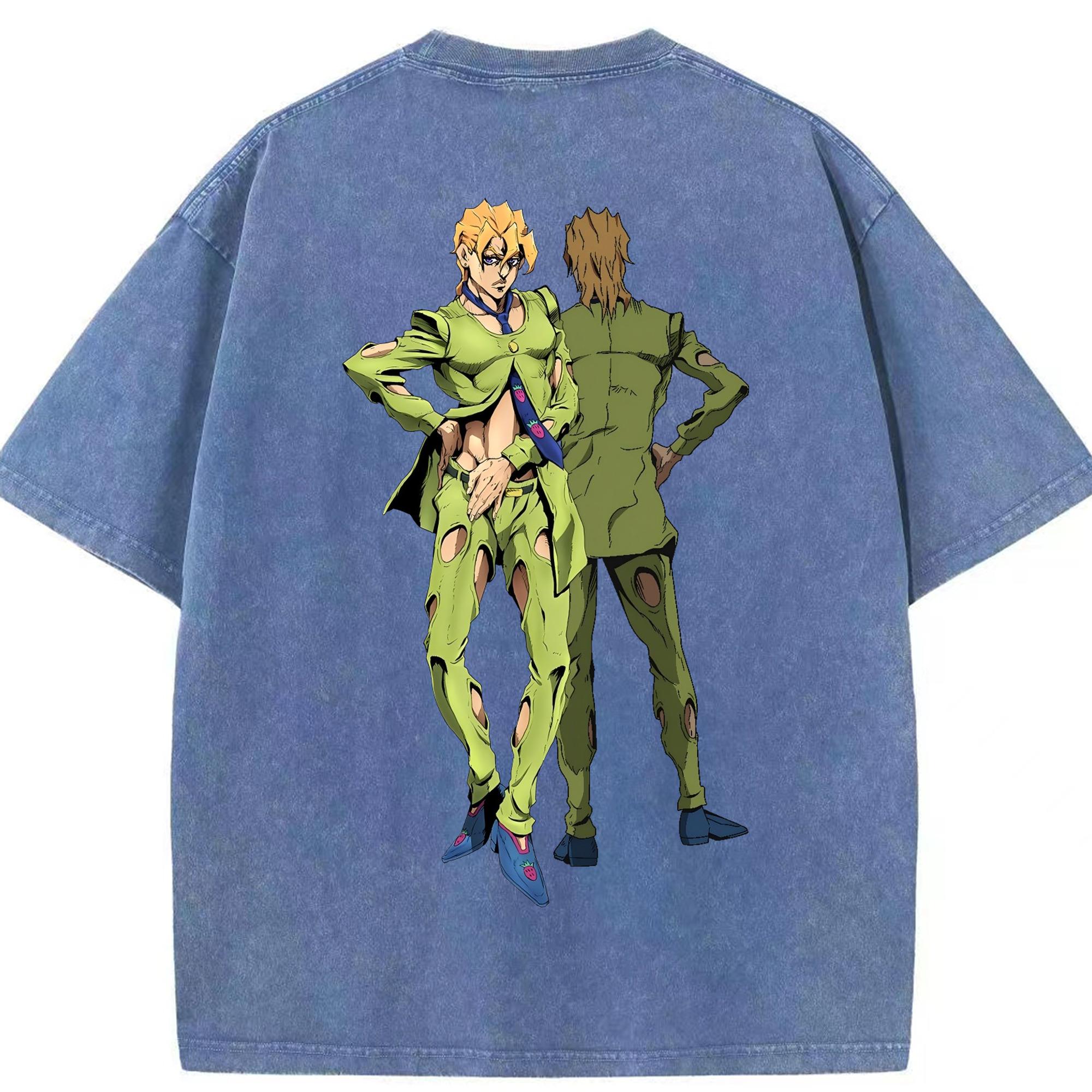 （画像用） ジョジョの奇妙な冒険 パンナコッタ?フー JoJo's Bizarre Adventure Pannacotta Fugo 綿100% ヴィンテージ風 半袖Tシャツ（背面プリント）
