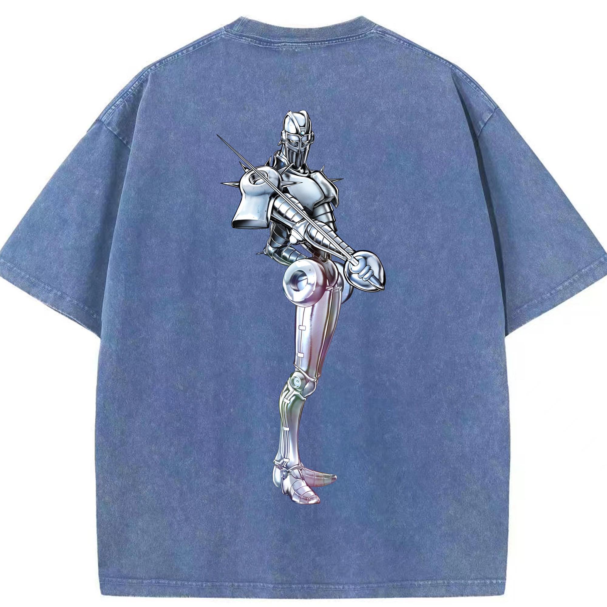 （画像用） ジョジョの奇妙な冒険 ジャン＝ピエール?ポルナレフ JoJo's Bizarre Adventure Jan Pierre Polnareff 綿100% ヴィンテージ風 半袖Tシャツ（背面プリント）