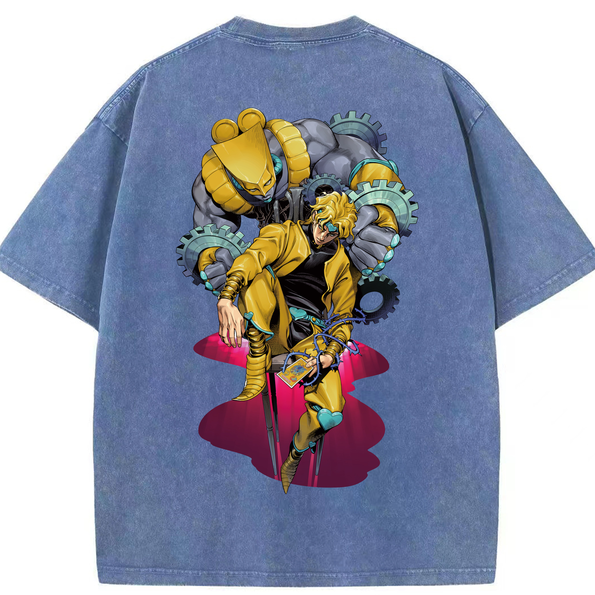 （画像用） ジョジョの奇妙な冒険 ディオ?ブランドー JoJo's Bizarre Adventure Dio Brando 綿100% ヴィンテージ風 半袖Tシャツ（背面プリント）