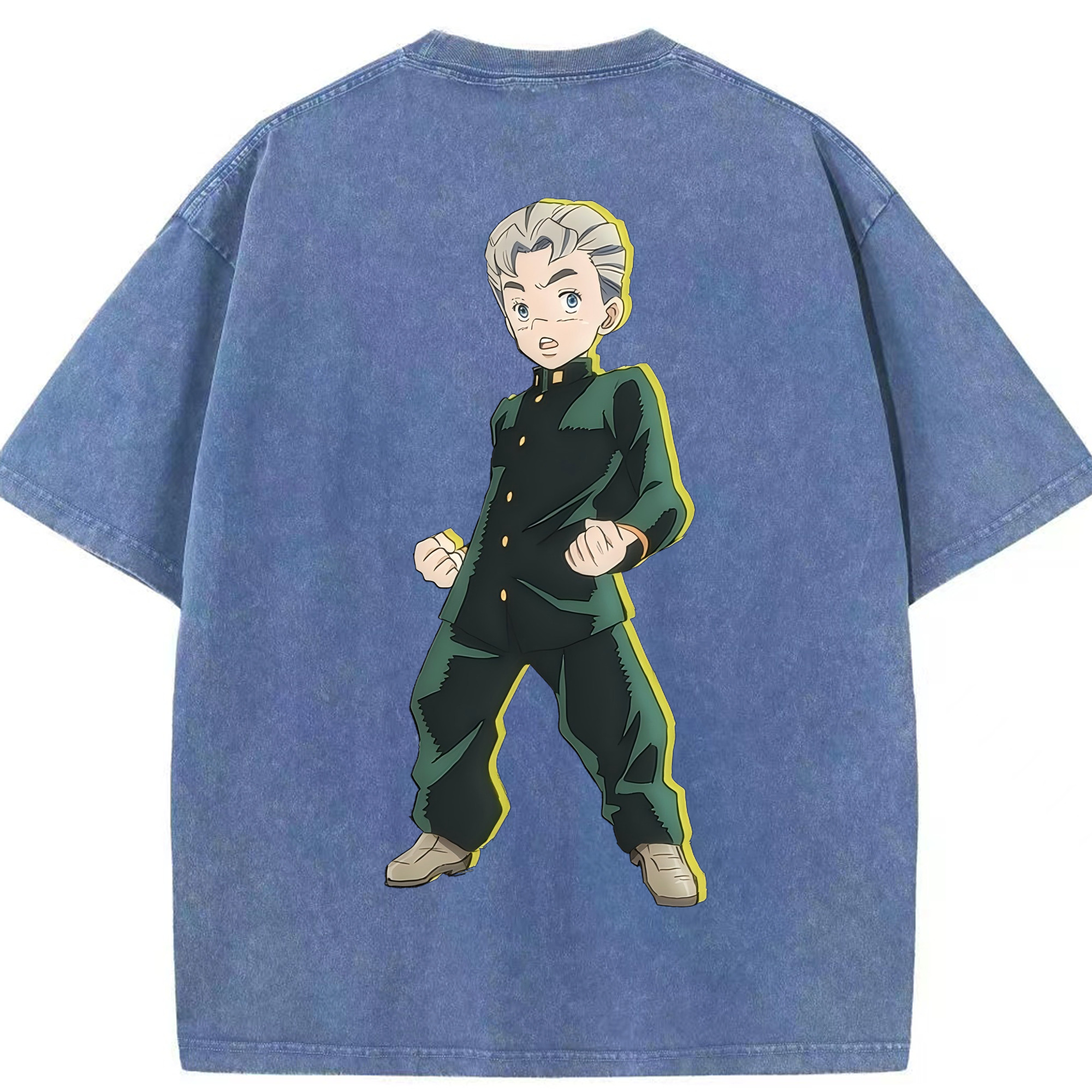 （画像用） ジョジョの奇妙な冒険 広瀨康一 JoJo's Bizarre Adventure Hirose Koichi 綿100% ヴィンテージ風 半袖Tシャツ（背面プリント）