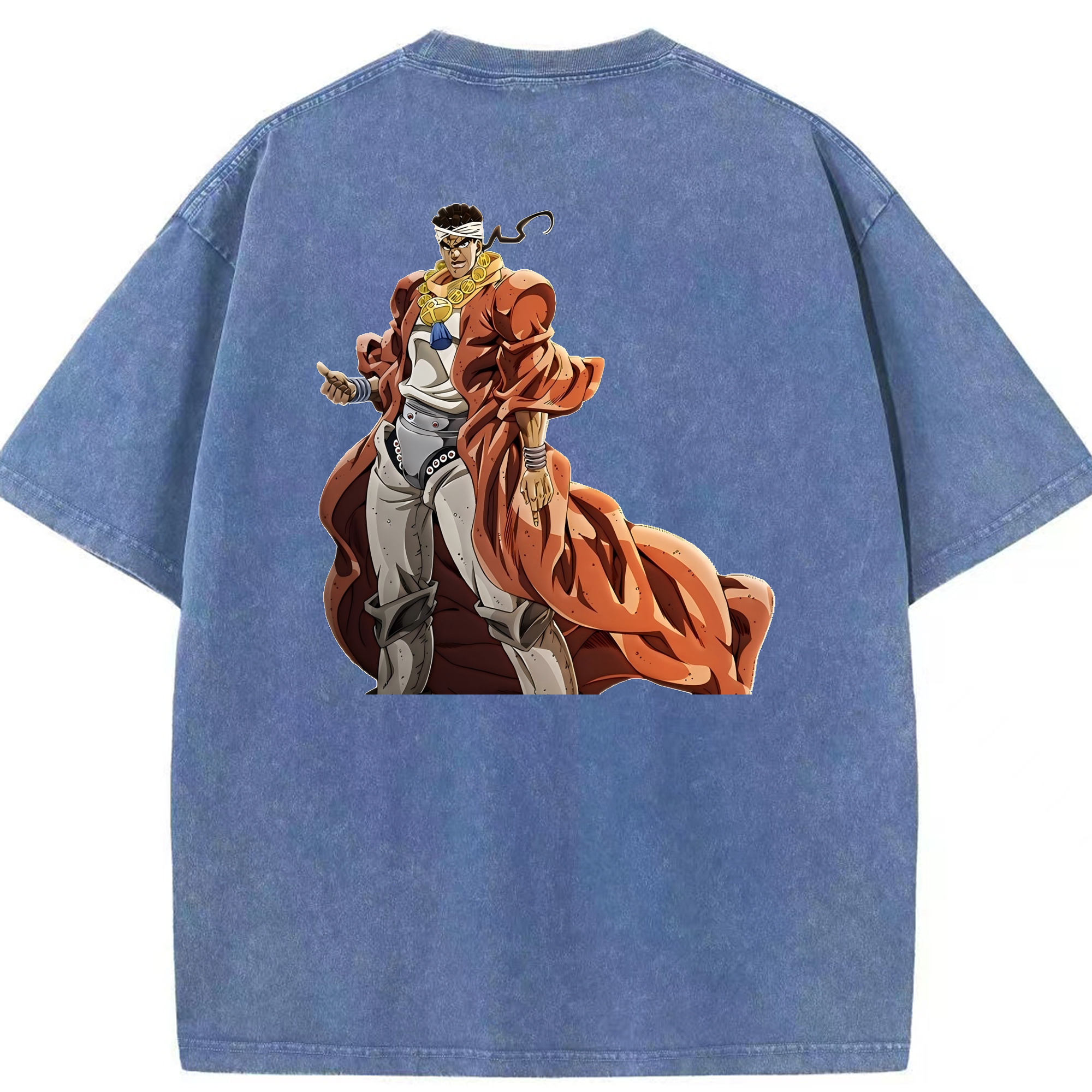 （画像用） ジョジョの奇妙な冒険 ムハンマド?アブドゥル JoJo's Bizarre Adventure Muhammad Avdol 綿100% ヴィンテージ風 半袖Tシャツ（背面プリント）